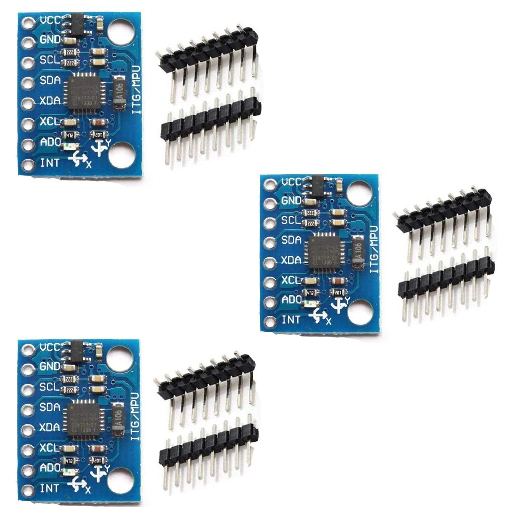Hailege 3pcs MPU-6050 MPU6050 GY-521 3-Axis Accelerometer Gyroscope Module 6-DOF 6-Axis Accelerometer Gyroscope Sensor Module 16-Bit AD Converter Data Output IIC I2C