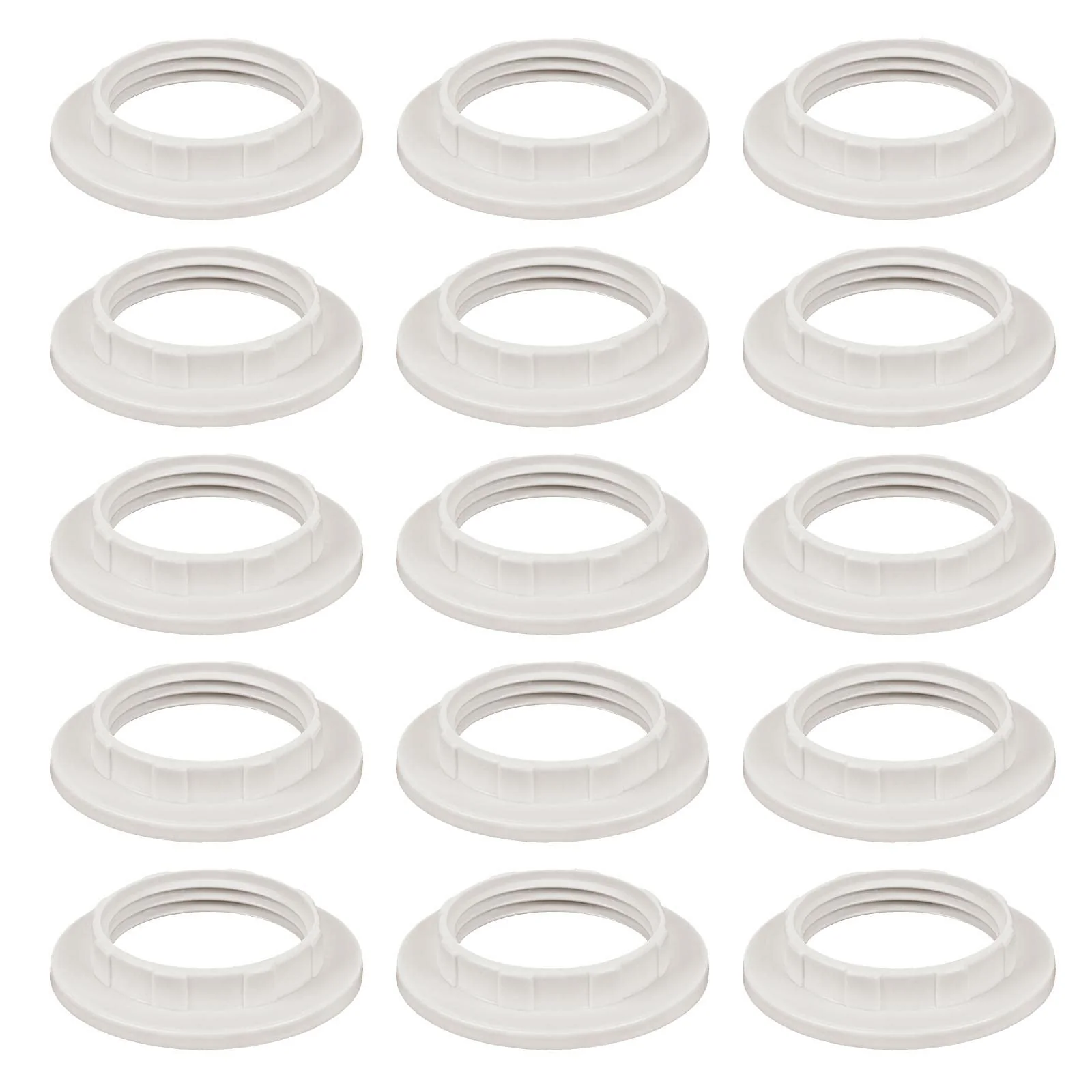 Haisheng Pack of 15 Screw Ring E14 White Lamp Holder Lock Thread Ring Replacement Ring Plastic E14 Socket Screw Ring Lamp Holder Lampshade Ring Set for Lamps Shade and Glass Elements (White)