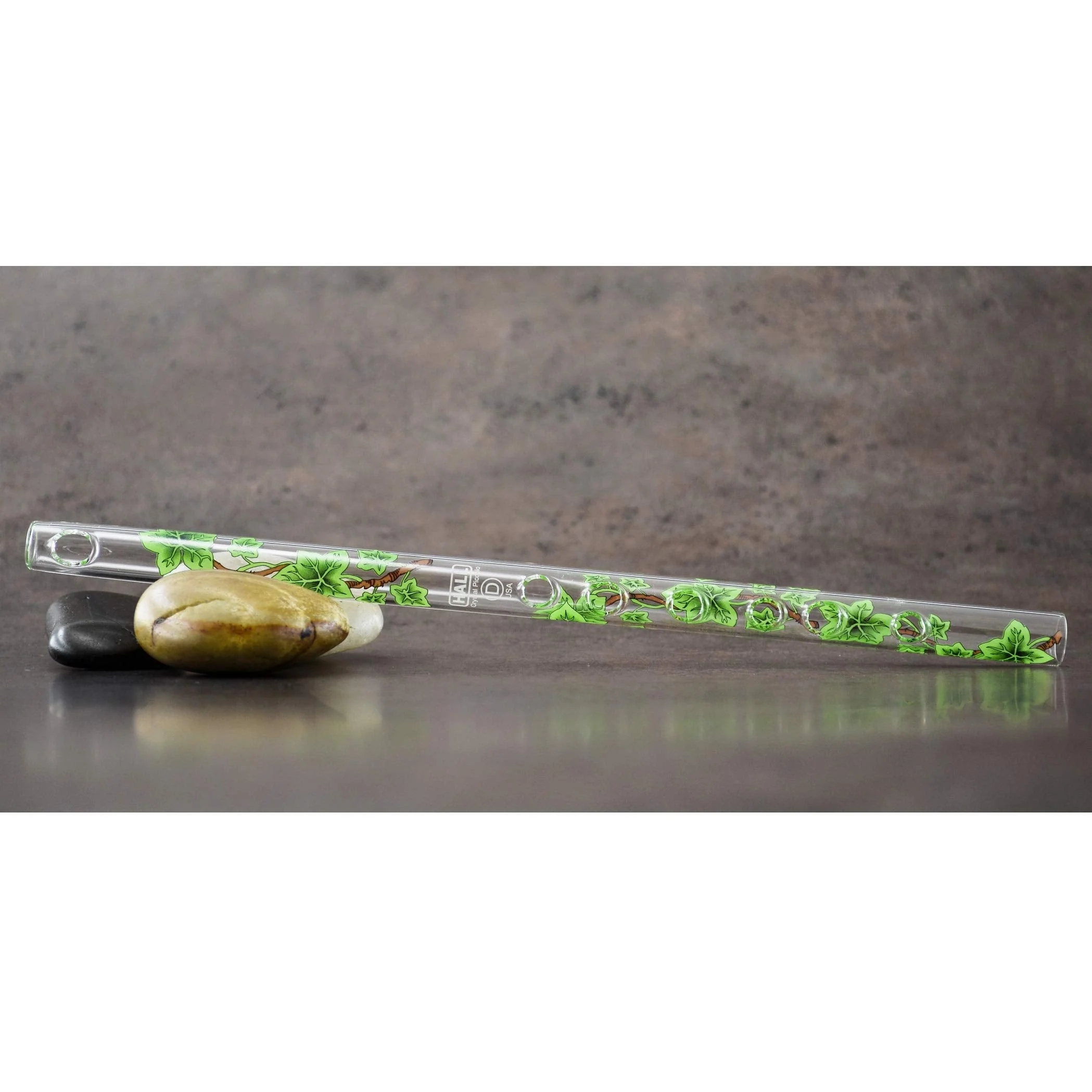 Hall Crystal Flute 11004 - Inline Glass Piccolo in D - Green Ivy