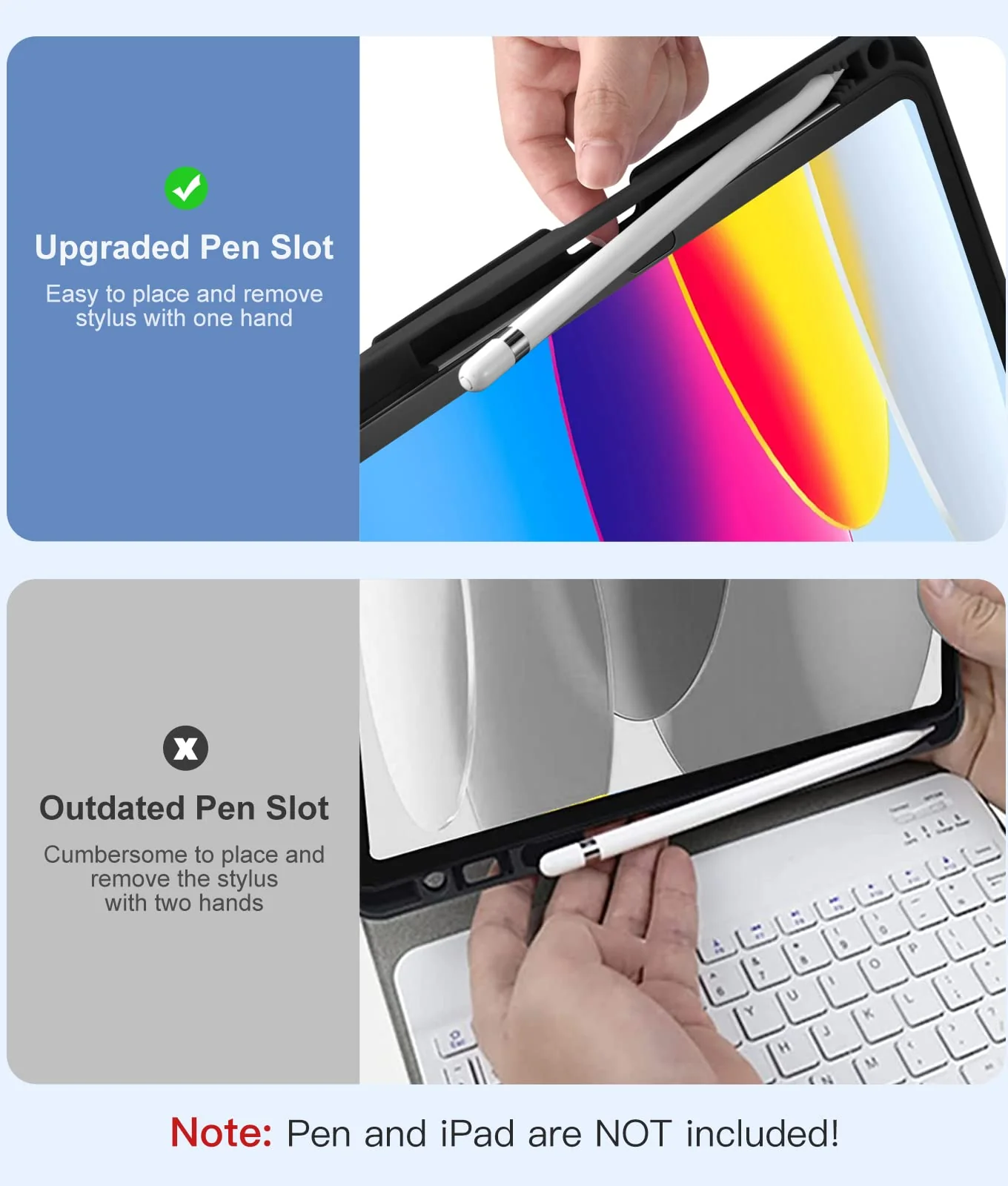 Hamile for iPad 10th Generation Case with Keyboard - Keyboard Case for iPad 10.9 Inch, 7 Colors Backlit Wireless Detachable Folio Keyboard Cover with Pencil Holder for Latest iPad 10th Gen (Black) Black - Image 6