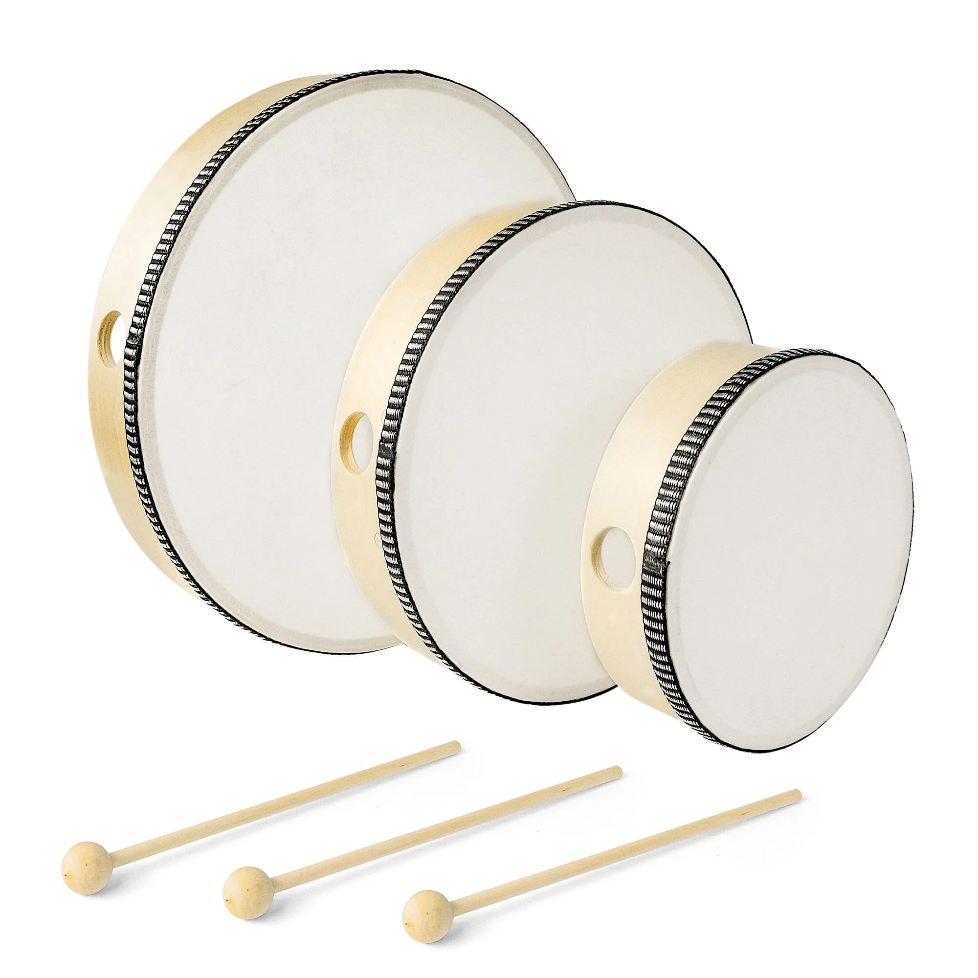 Hand Drums with Drum Stick, 10 8 6 Inch Hand Drums for Adults Percussion Wood Frame Drum Musical Instrument for Party Class Home Supplies