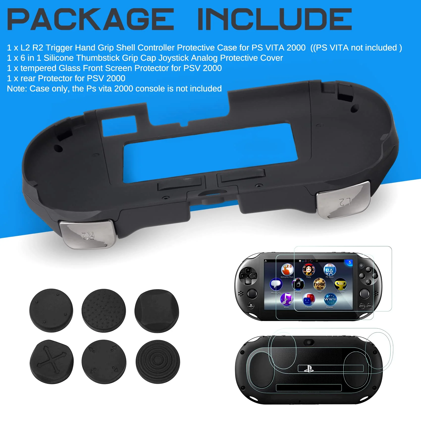 Hand Grip Handle Joypad Protective Case with L2 R2 Trigger Button Grip Shell Controller Protective Case for Sony Playstation PS Vita 2000 PSV 2000 PS Vita Slim. - Image 3