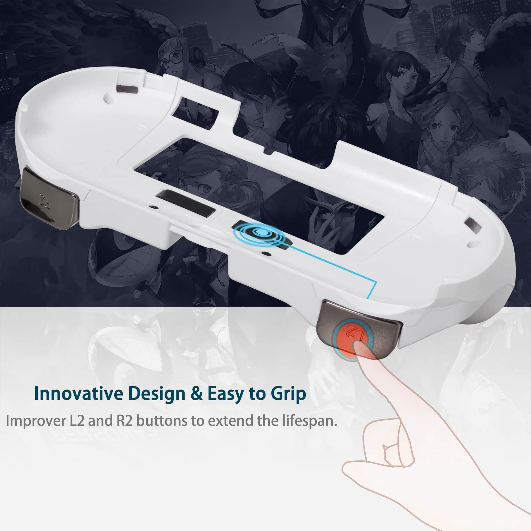 Hand Grip Handle Joypad Protective Case with L2 R2 Trigger Button Grip Shell Controller Protective Case for Sony Playstation PS Vita 2000 PSV 2000 PS Vita Slim.(White) - Image 4