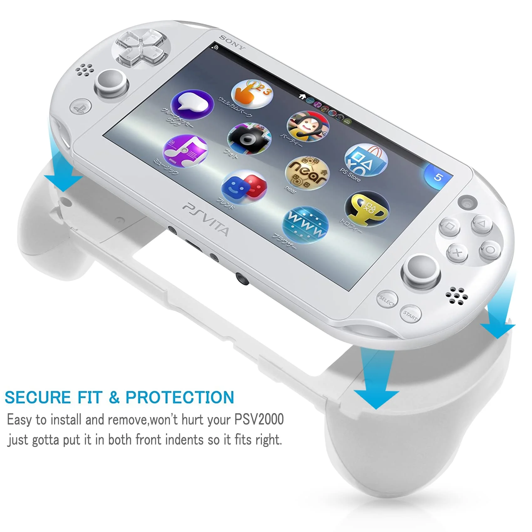 Hand Grip Handle Joypad Protective Case with L2 R2 Trigger Button Grip Shell Controller Protective Case for Sony Playstation PS Vita 2000 PSV 2000 PS Vita Slim.(White) - Image 5