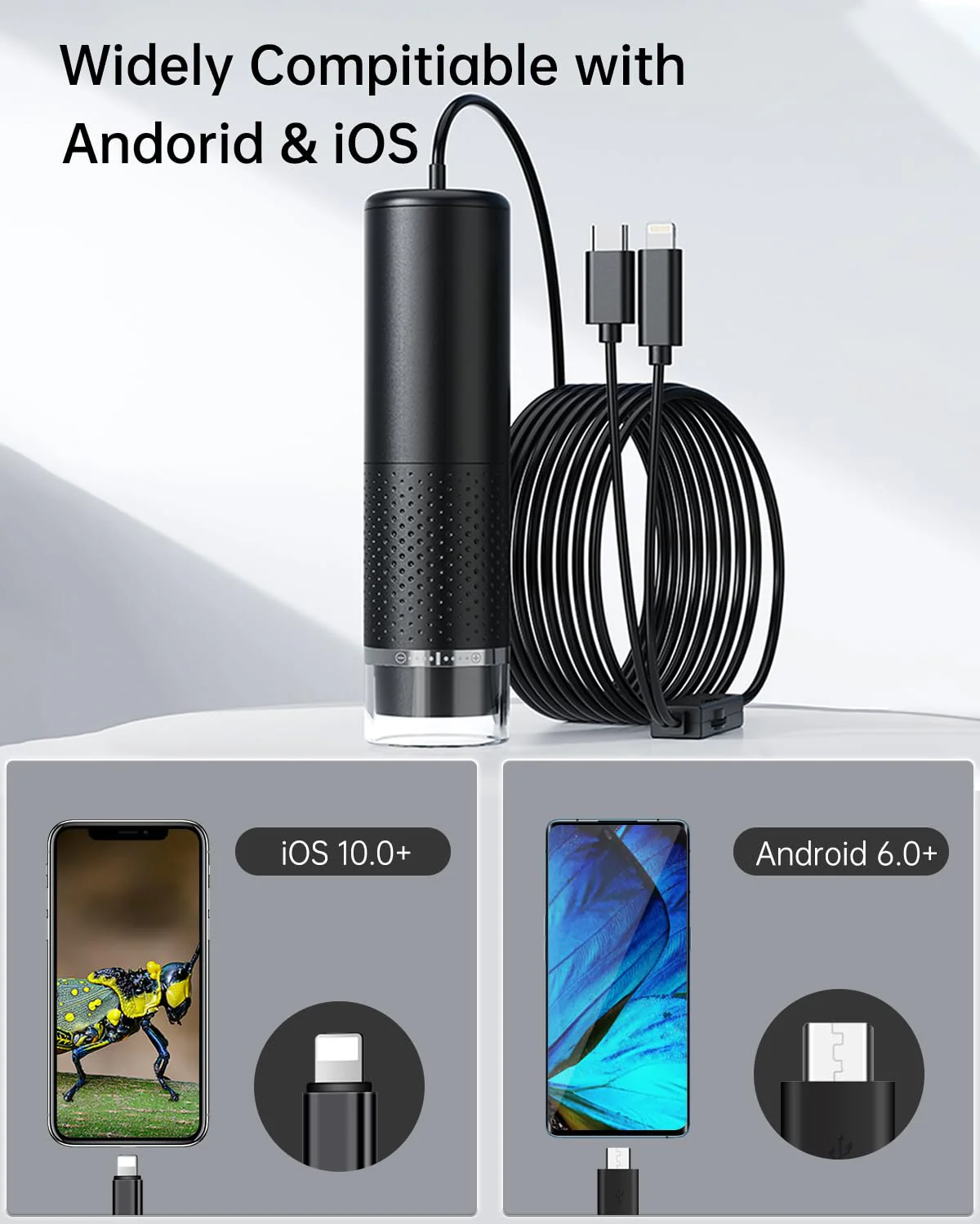 Handheld Digital Microscope Camera, Aopick 50X-500X Magnification USB Pocket Microscopes Camera for Adults Kids with 8 Adjustable LED, Coin Magnifier for iPhone, iPad, Android - Image 2