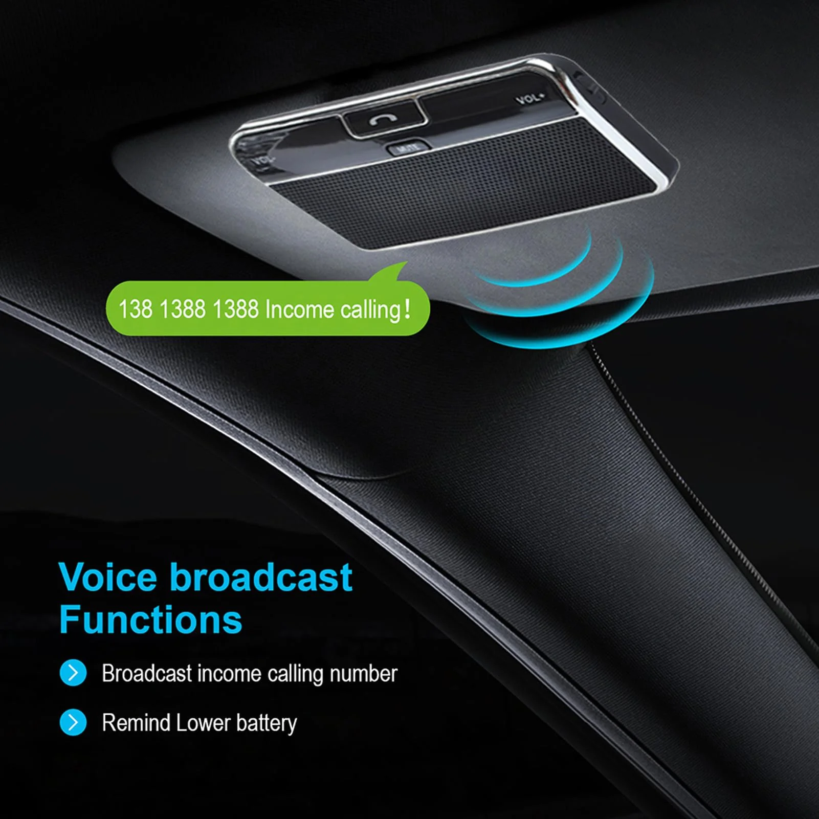 Handsfree Speaker for Cars, Bluetooth 4.0 Car Speaker AUTO Reconnect for 2 Cell Phone Connection, Car Kit Receiver Handsfree Speakerphone with Visor Clip - Image 4