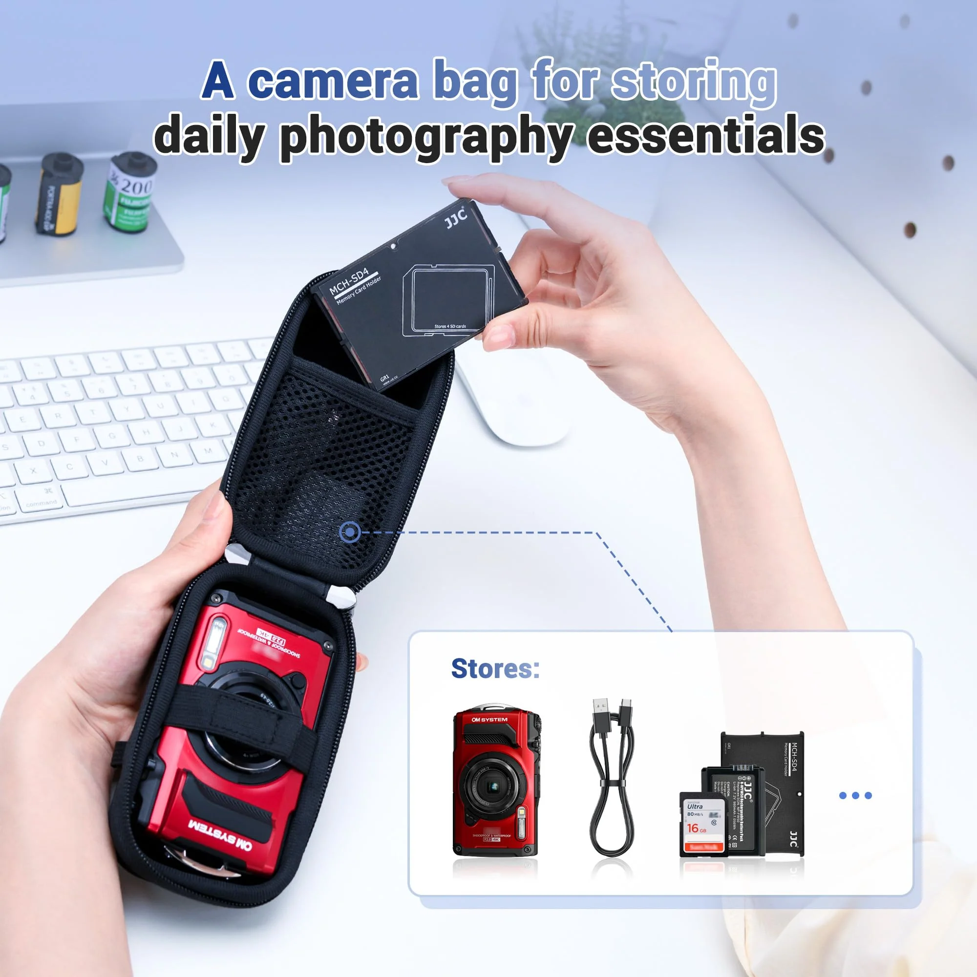 Hard Belt Camera Travel Case with Shoulder Strap Carabiner,Compact Camera Pouch for G7X Mark II Olympus TG-7 TG-6 TG-5 TG-4 Ricoh GR3 GR3X HDF Sony ZV-1 II ZV1 ZV-1F RX100 VII VI VA IV III II & More - Image 6