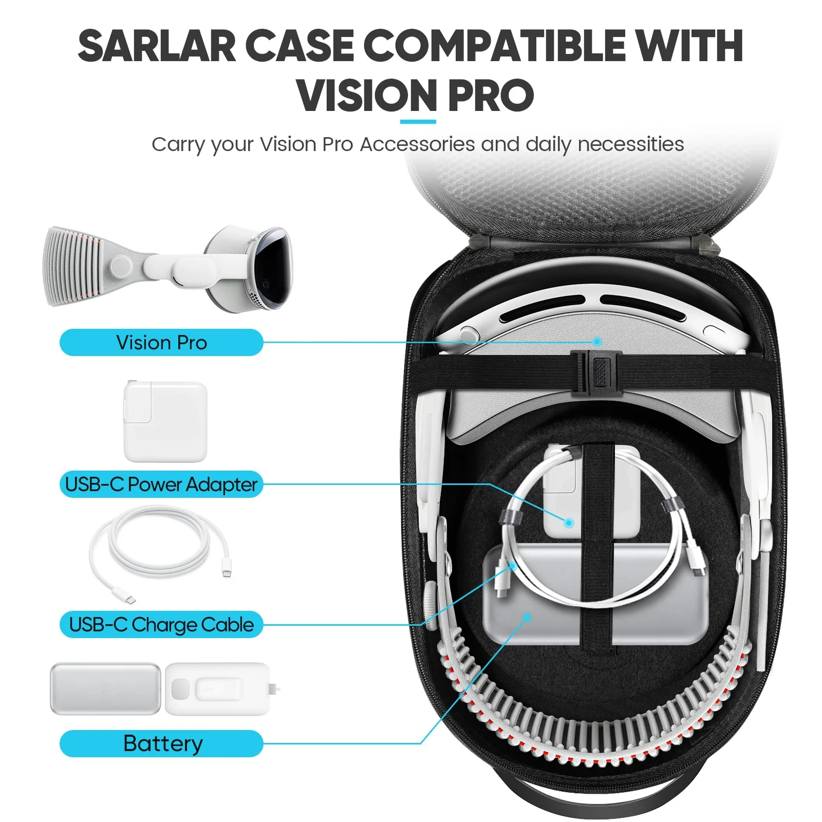 Hard Carrying Case Compatible with Oculus Meta Quest 2 /Quest 3/Vision Pro, Carbon Fiber, Fixed Protection for VR Headset Controller and Official Head Strap Accessories, Travel and Storage - Image 2