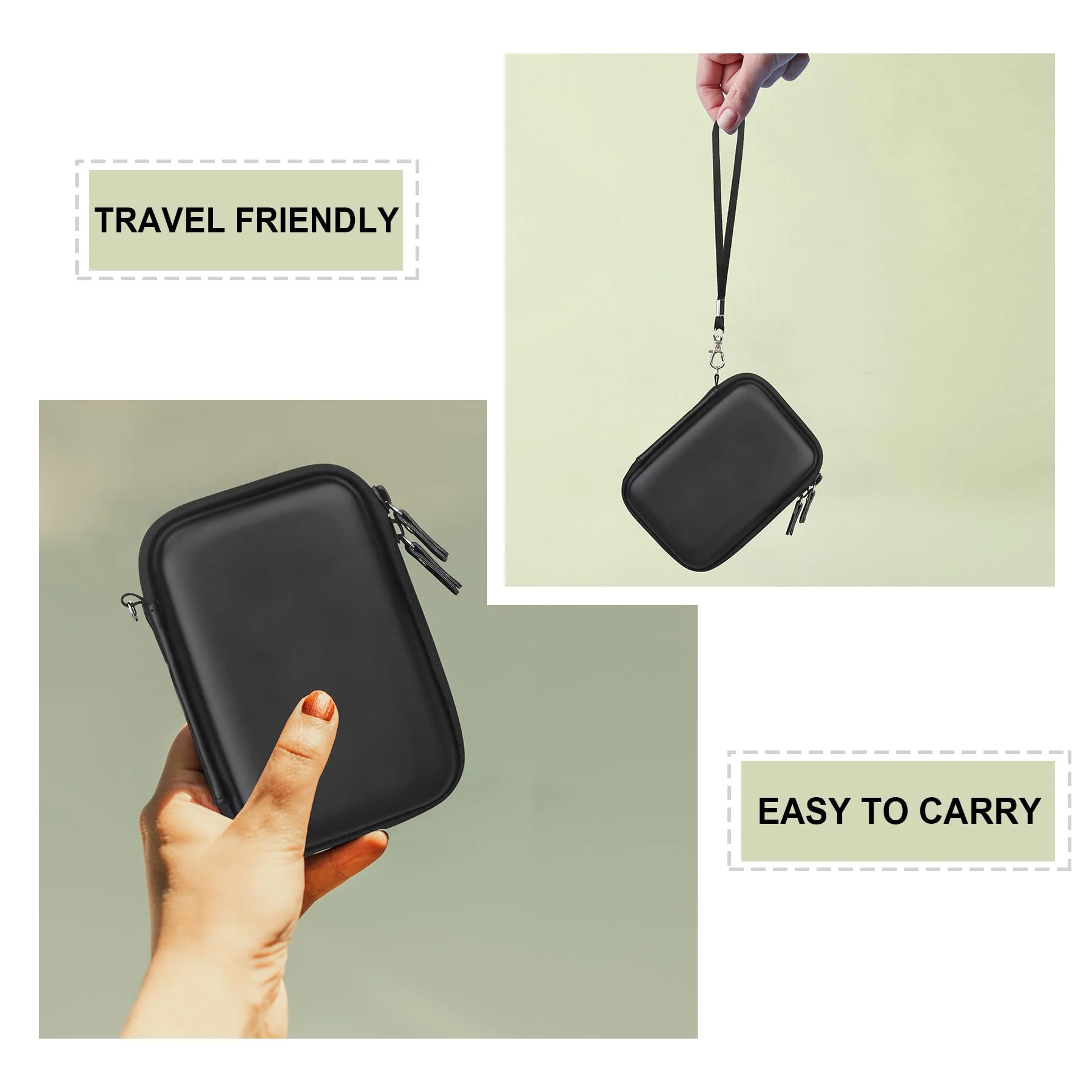 Hard Carrying Case for KODAK Mini 2 Retro 4PASS Portable Photo Printer, Instant Printer Travel Storage Holder with Mesh Pocket for USB Cable and Other Accessories, Black - Image 5