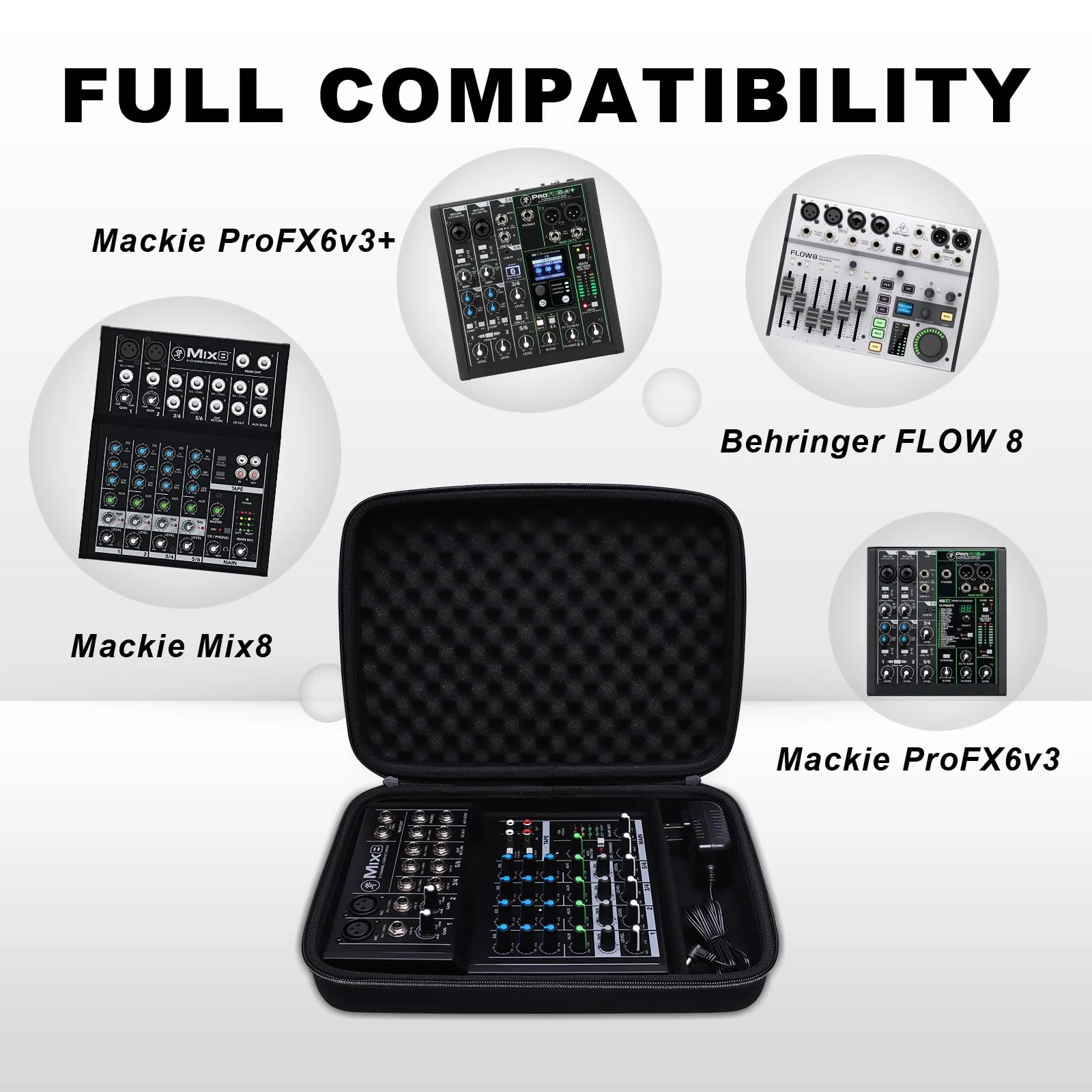 Hard Case Compatible with Behringer FLOW 8 / Xenyx 1002SFX, Mackie MobileMix 8-channel, Mackie Mix8 / ProFX6v3+ / ProFX6v3 Compact Mixer with Small Storage Bag, Travel Carrying Case - Image 2
