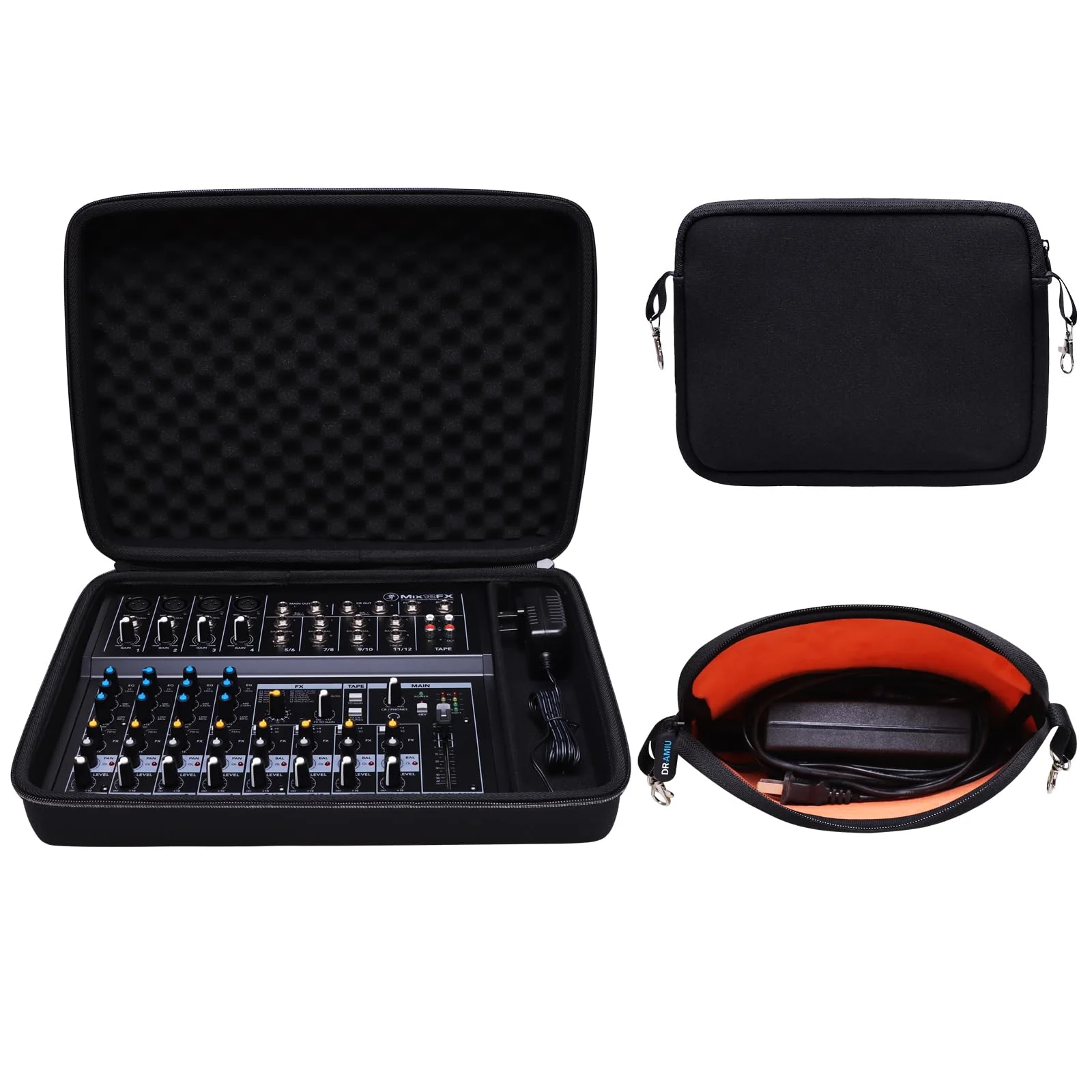 Hard Case Compatible with Mackie Mix12FX, Behringer Xenyx 1202SFX 12-Channel Streaming Mixer with Small Storage Bag, Travel Carrying Protective Case