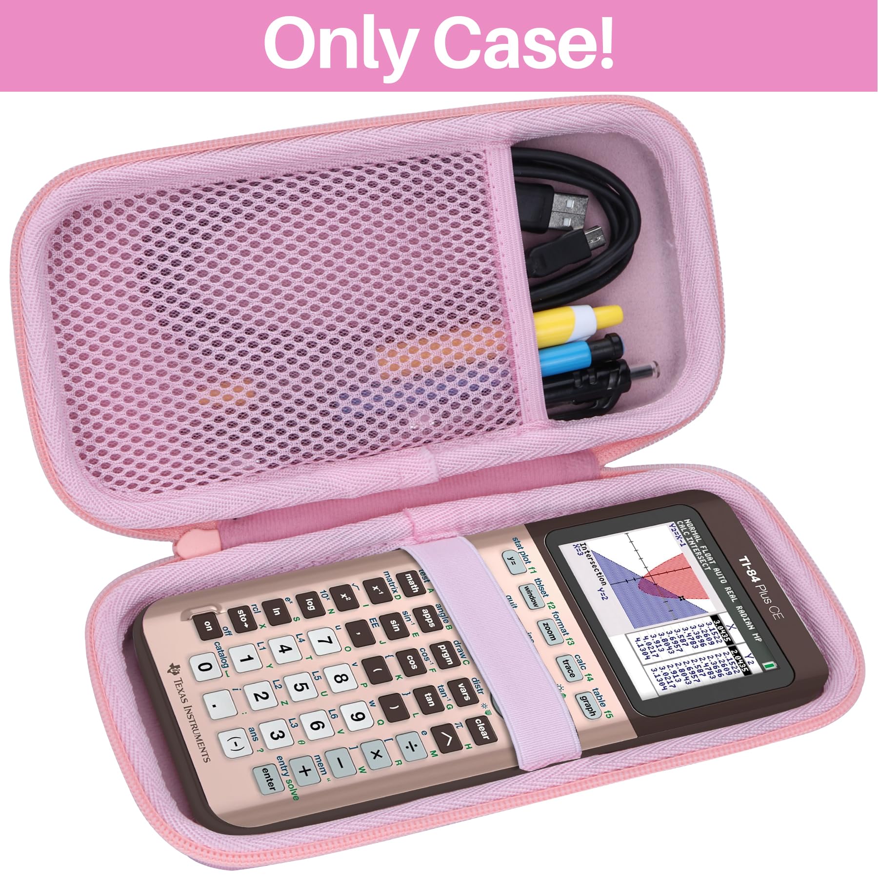 Hard Case Compatible with Texas Instruments TI-84 Plus CE/TI-84 Plus/TI-Nspire CX II CAS/TI-Nspire CX II/TI-83 Plus/TI-89 Titanium/TI-85 / TI-86 Color Graphing Calculator (Rose Gold) Rose Gold Case - Image 2