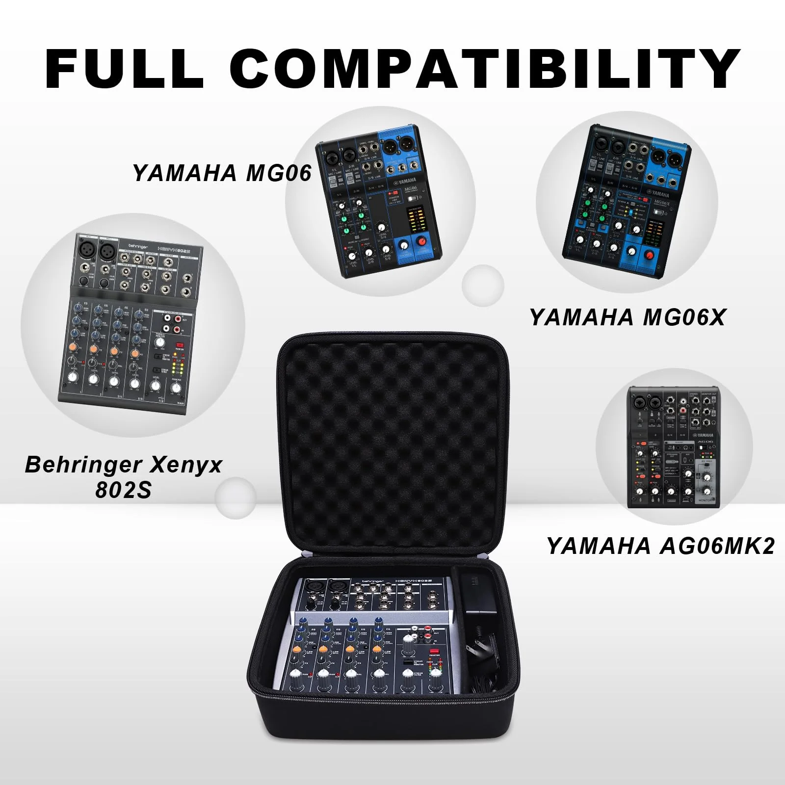 Hard Case Compatible with YAMAHA MG06X / AG06MK2 / MG06 6-Input / AG03MK2, Behringer Xenyx 802S Compact Streaming Mixer with Small Storage Bag, Travel Carrying Protective Case - Image 2