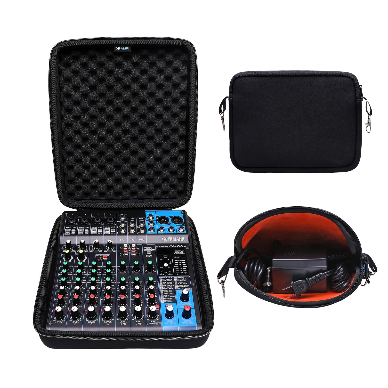 Hard Case Compatible with YAMAHA MG10XU or MG10 10-Input Stereo Mixer with Small Storage Bag Black