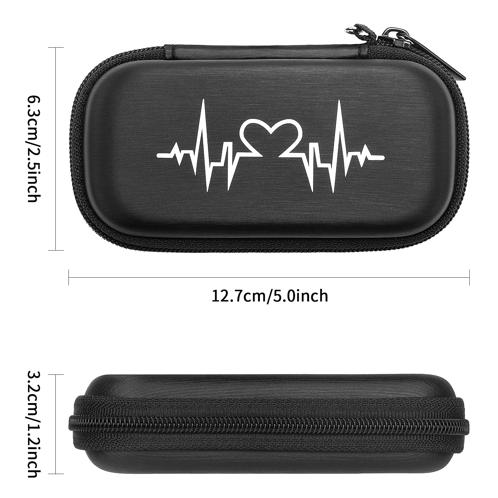 Hard Case for Heart Monitor EKG Devices, Travel Case Protective Cover Storage Bag Black - Image 4