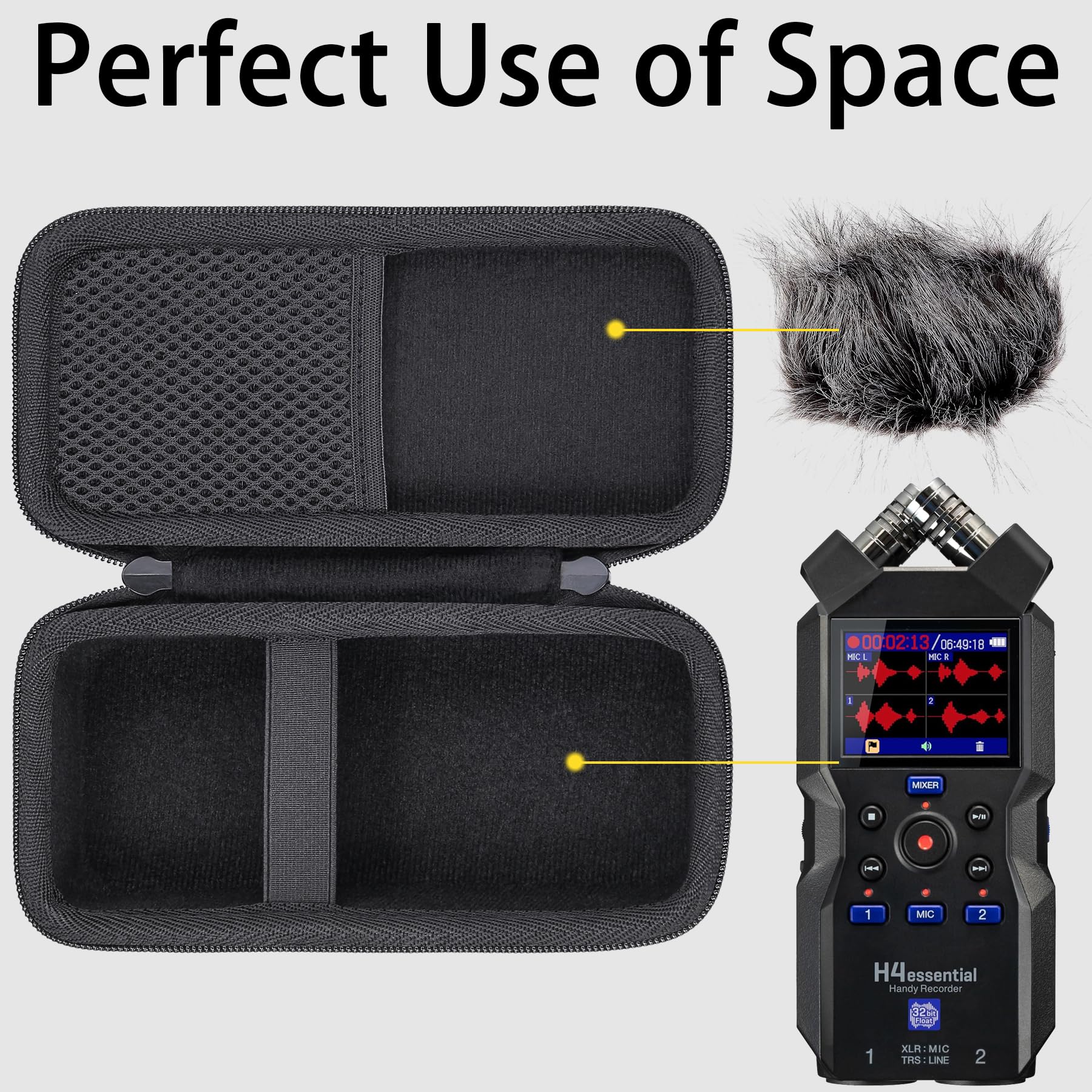 Hard Travel Case for Zoom H4essential 4-Track Stereo Handy Recorder by Aenllosi(Case Only) for H4essential - Image 4