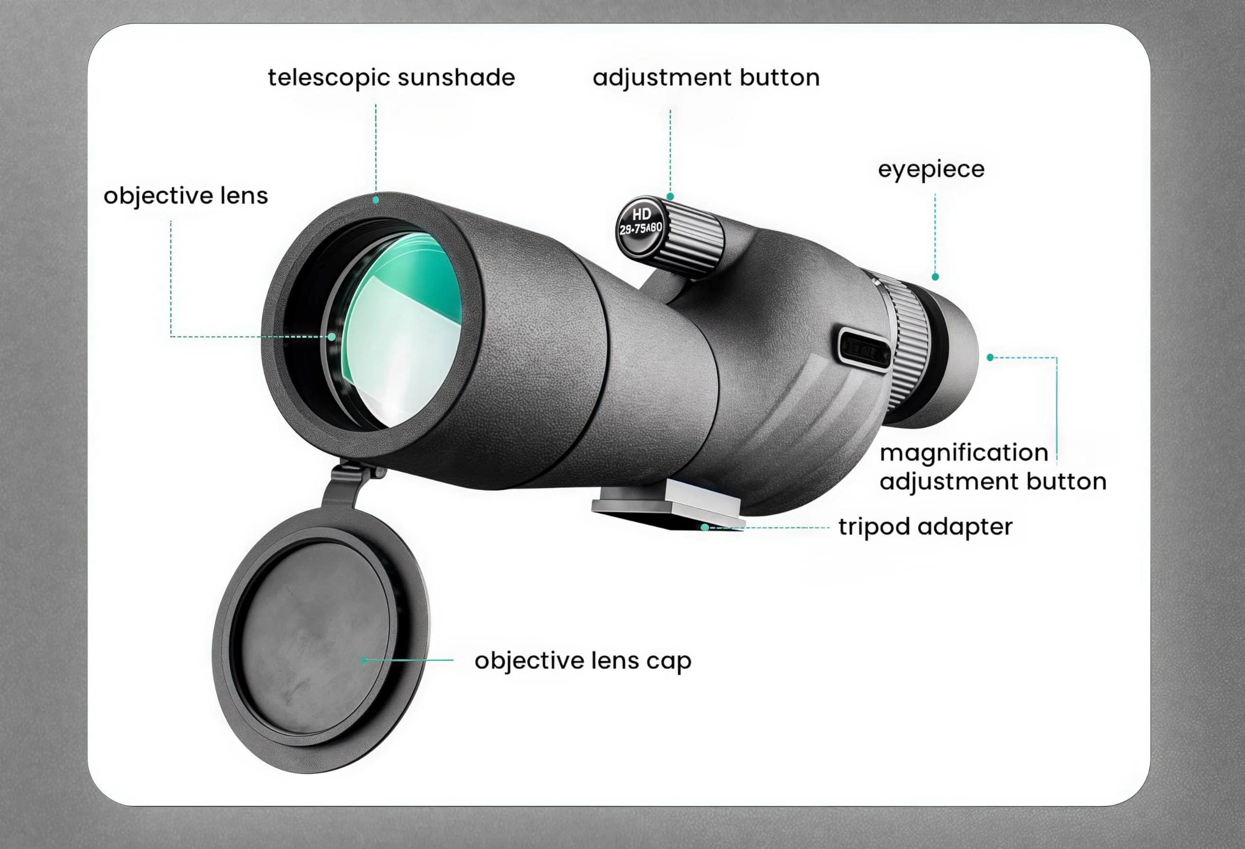 HD 25-75×60mm Spotting Scope with Tripod and Phone Adapter.High-Definition Spotting Scopes for Bird Watching and Wildlife Viewing,Monocular - Image 6