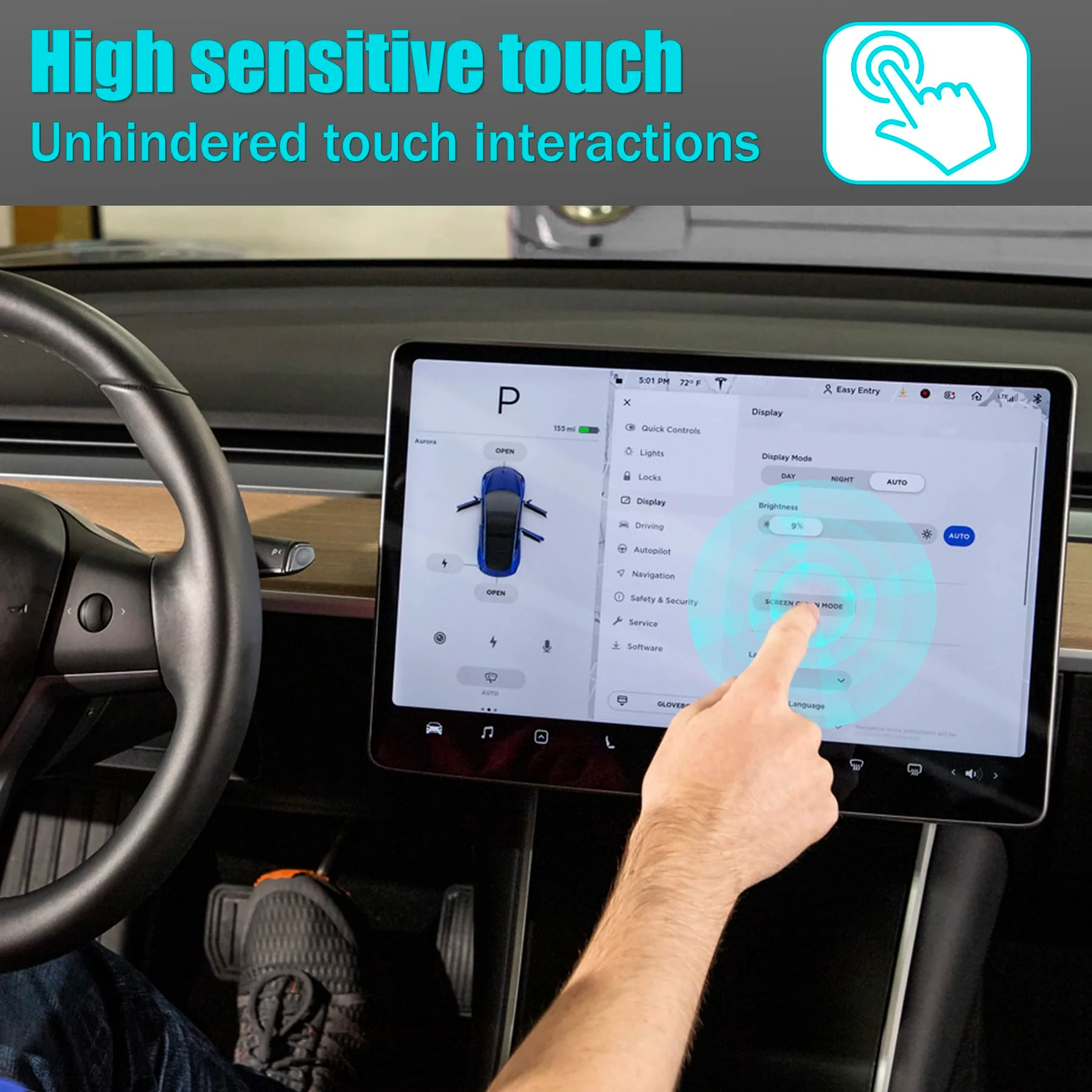 HD Tempered Glass Compatible with Tesla 3/Y 15" Center Control Touch Car Navigation Screen Protector Car Accessories Fit for Tesla 3/Y 15in - Image 5