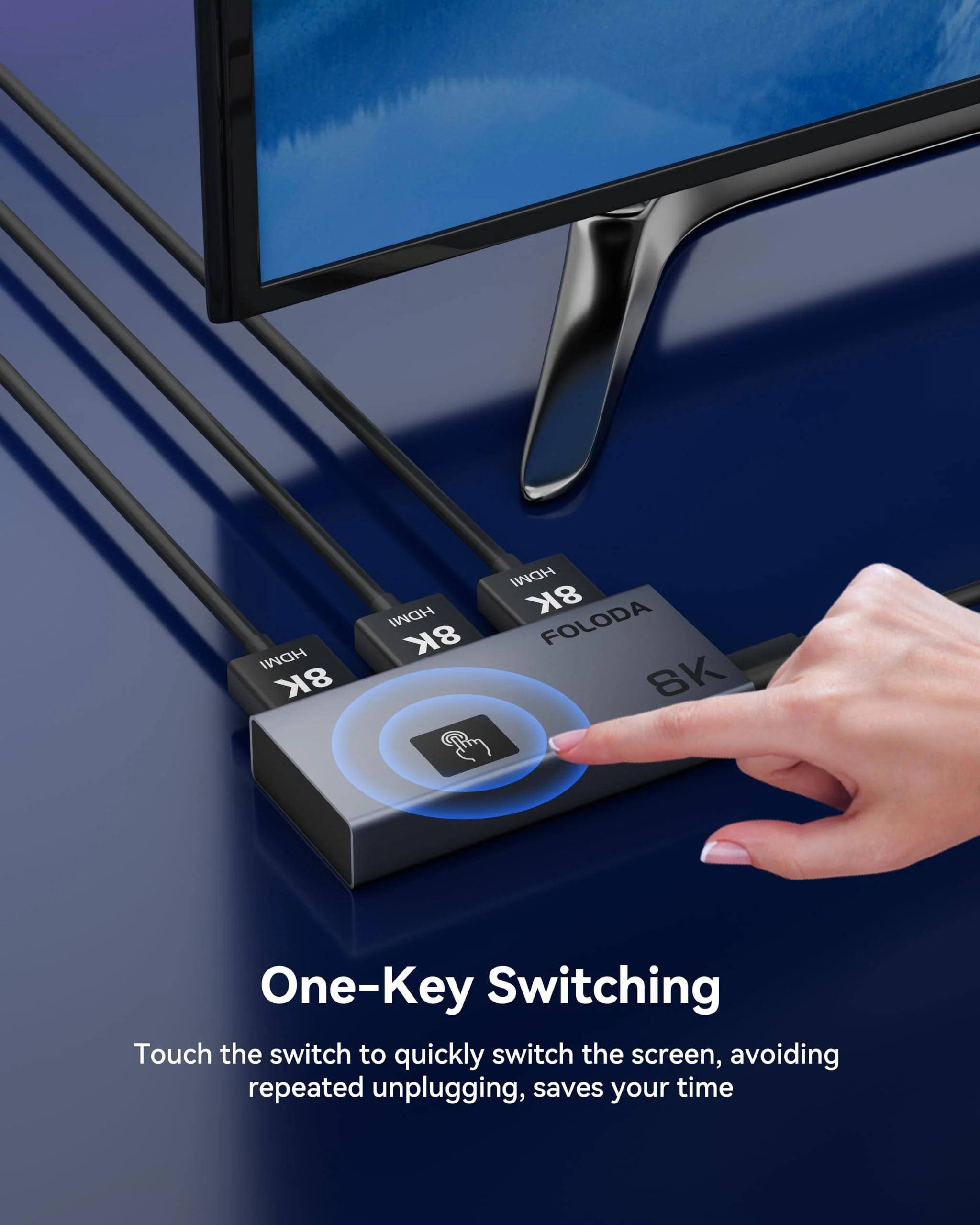 HDMI 2.1 Switch FOLODA 8K HDMI Switcher, Ultra HD 8K@60Hz 2 in 1 Out HDMI Splitter, 4K@120Hz Aluminum HDMI Switcher Selector for PS5/4/3 Xbox, Apple TV, Nintendo Switch, Roku, Fire Stick - Image 6