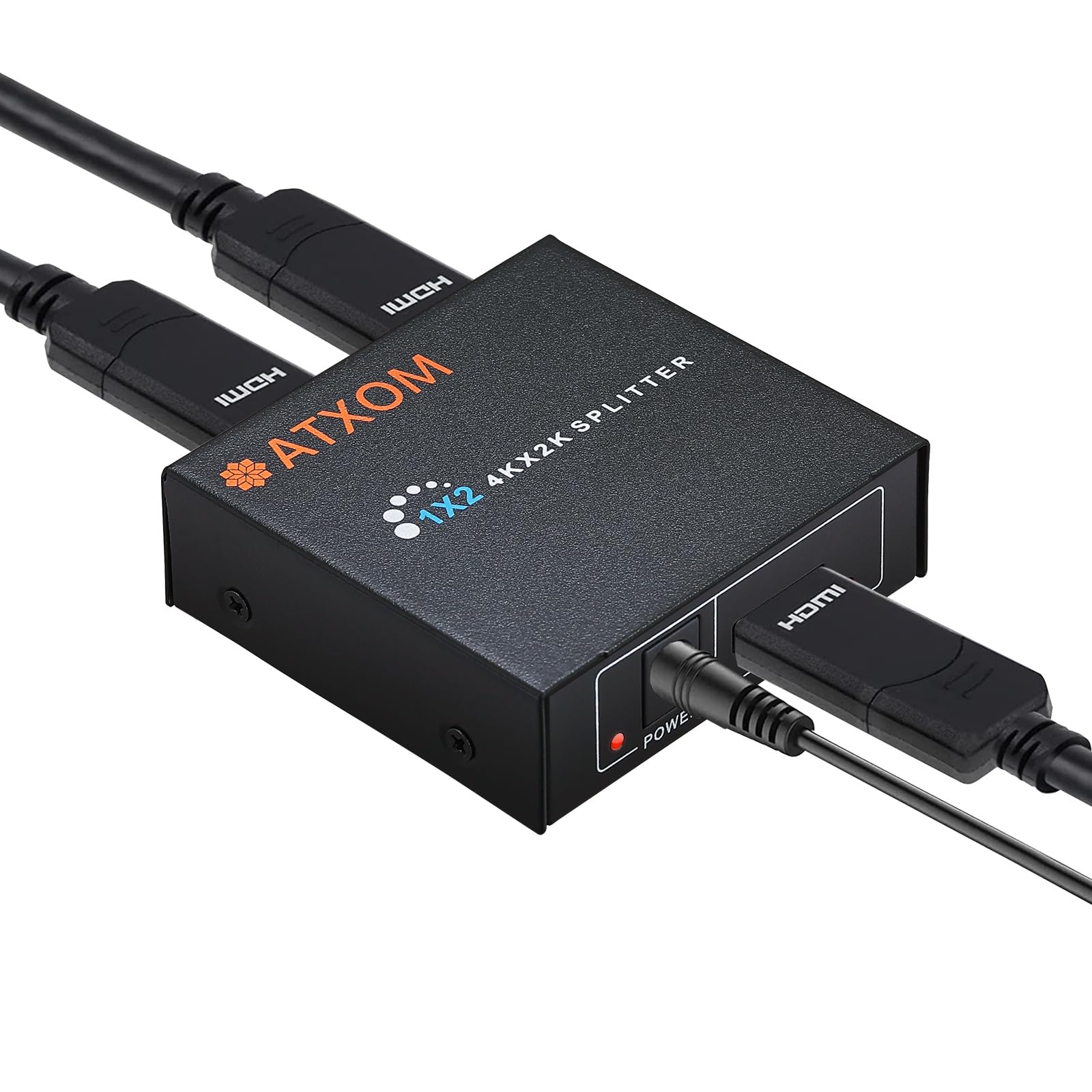 HDMI Splitter 1 in 2 Out - 1x2 HDMI Display Duplicate/Mirror - Powered Splitter 4K @ 60Hz, Also Full HD 1080P, One Source to Two Identical Displays