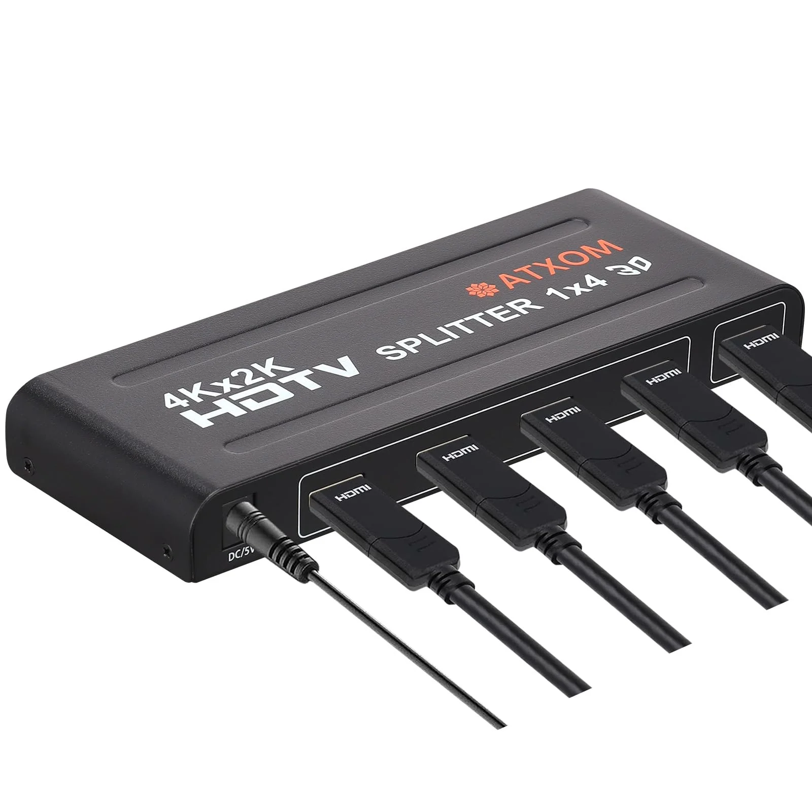 HDMI Splitter 1 in 4 Out - 1x4 HDMI Display Duplicate/Mirror - Powered Splitter Full HD 1080P, 4K - One Source to Four Identical Displays