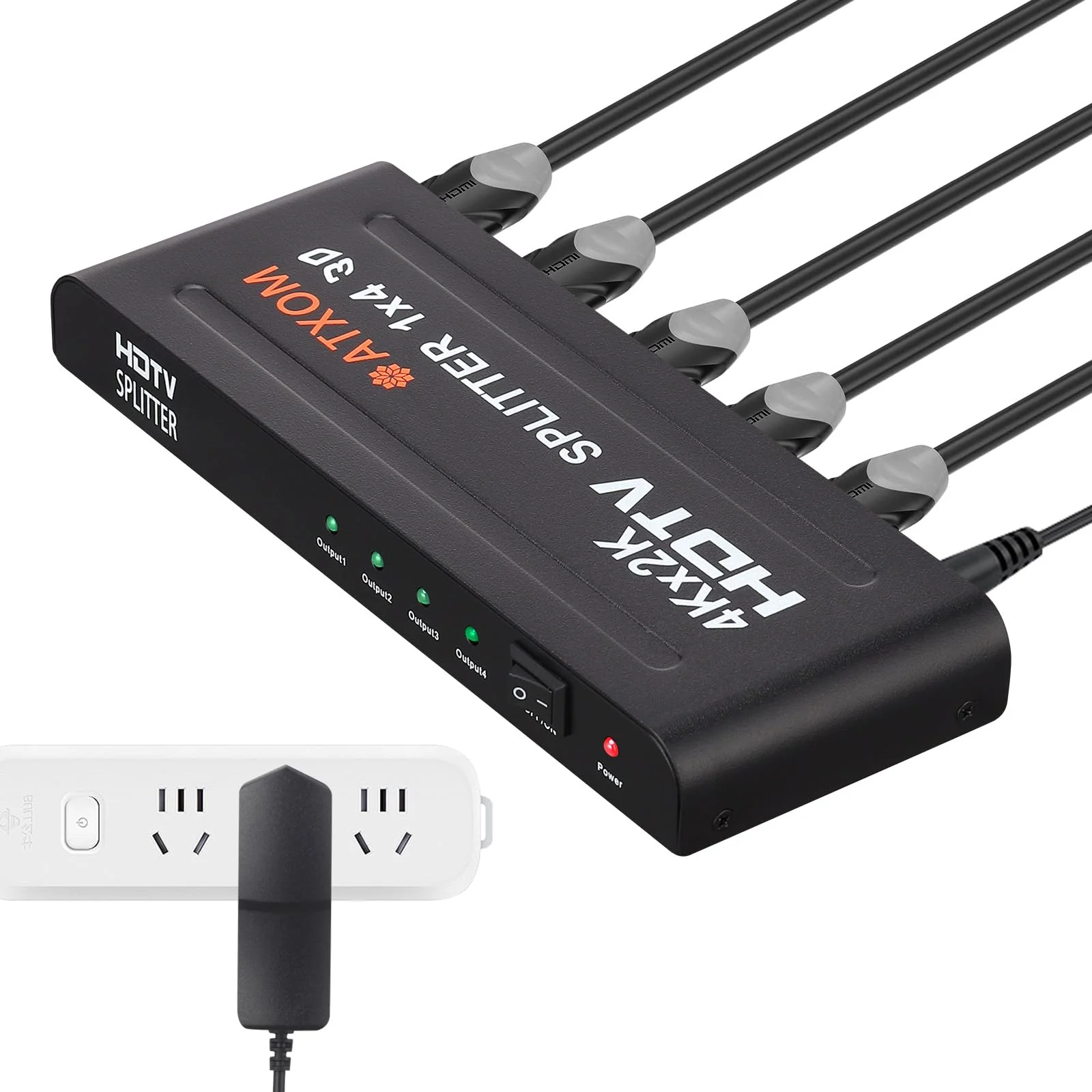 HDMI Splitter 1 in 4 Out - 1x4 HDMI Display Duplicate/Mirror - Powered Splitter Full HD 1080P, 4K - One Source to Four Identical Displays - Image 2