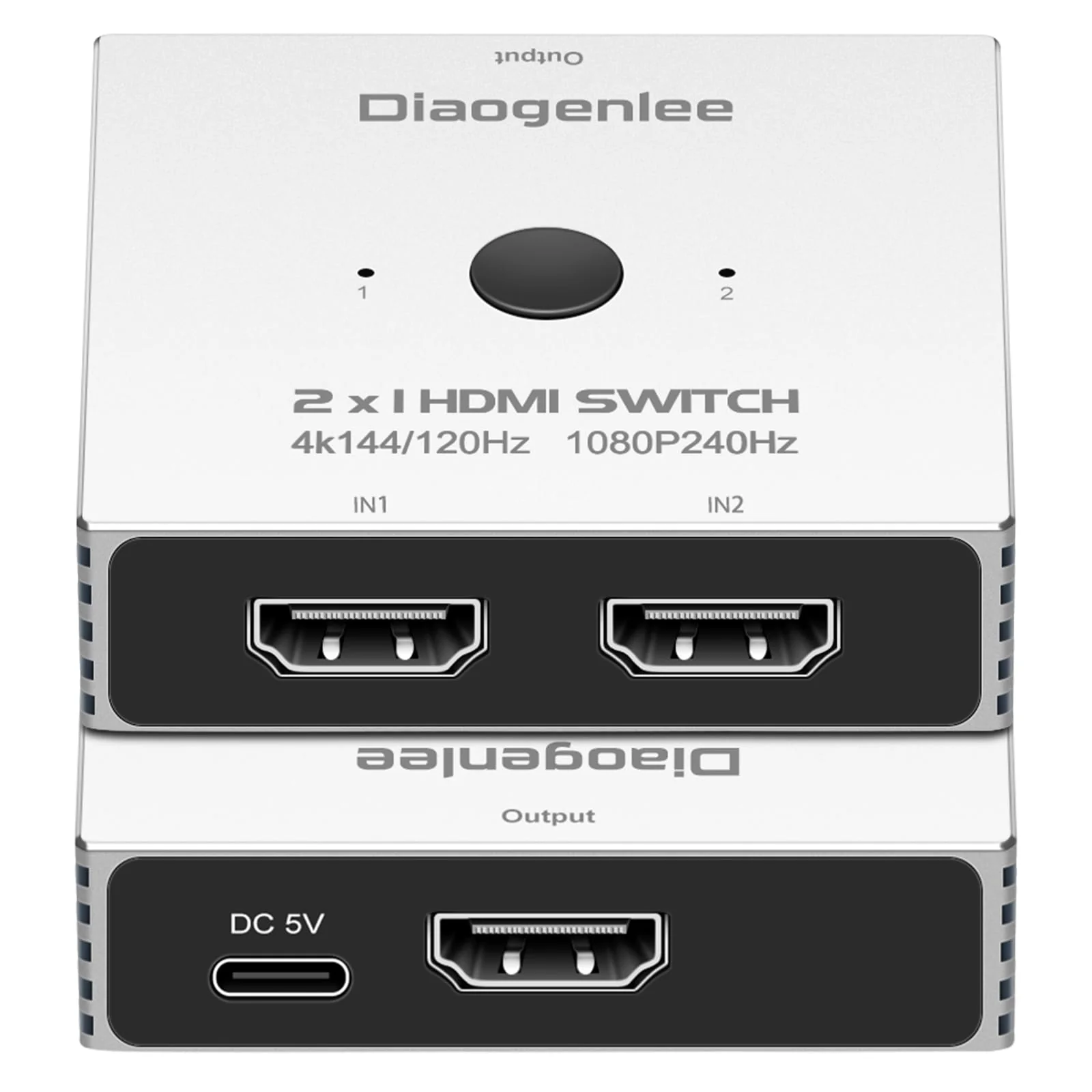 HDMI Switch 4K@120hz,2 in 1 Out switcher Splitter 4Kx2K@120hz,4K@144hz,1080p@240hz,HDMI 2.0b 2x1,Aluminum Shell, Compatible with PS4 PS5, Xbox, Fire Stick, Apple TV, Roku, PC, TV