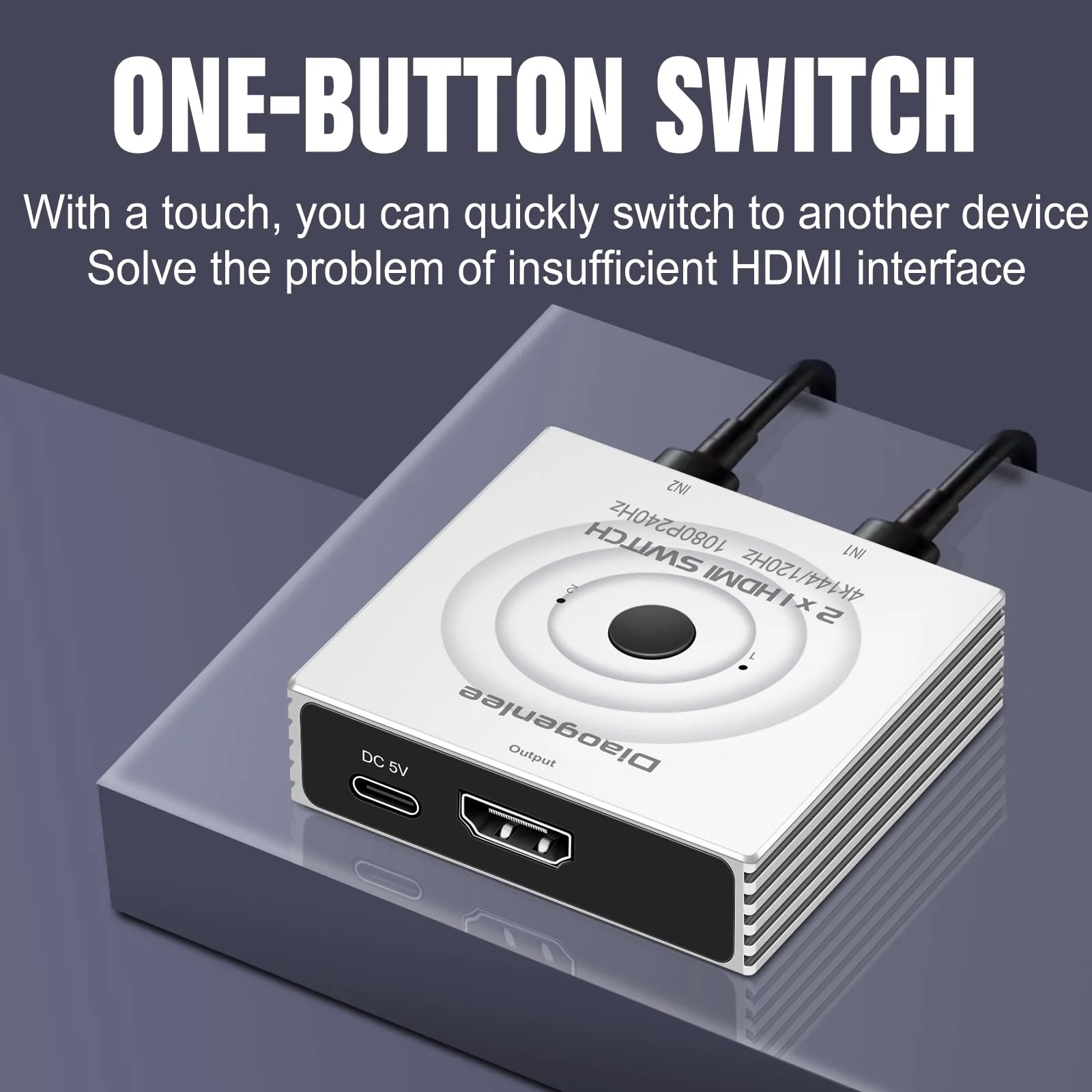 HDMI Switch 4K@120hz,2 in 1 Out switcher Splitter 4Kx2K@120hz,4K@144hz,1080p@240hz,HDMI 2.0b 2x1,Aluminum Shell, Compatible with PS4 PS5, Xbox, Fire Stick, Apple TV, Roku, PC, TV - Image 6