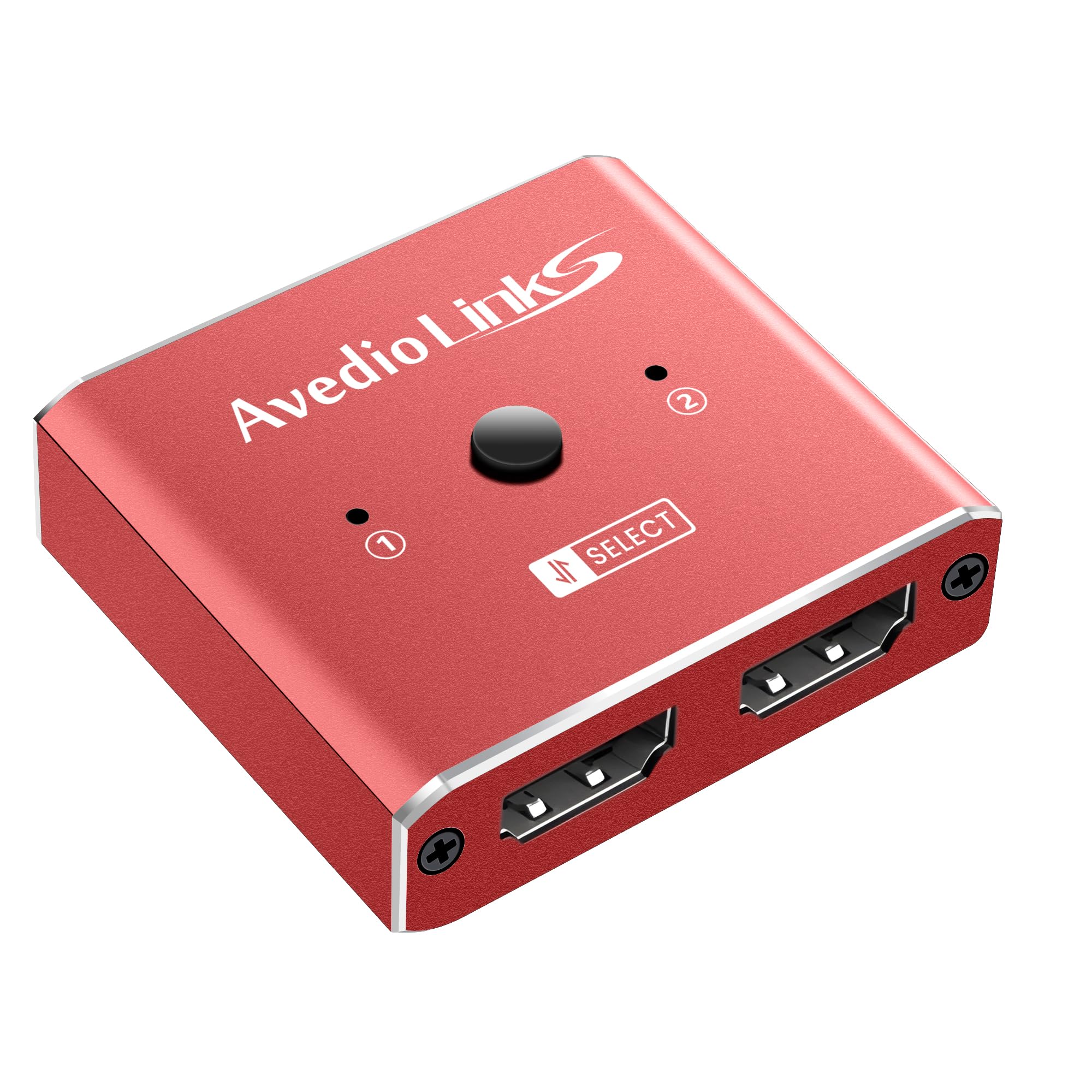HDMI Switch 4K 120Hz, avedio links 8K HDMI 2.1 Switch Splitter 2 in 1 Out, Aluminum Alloy Bi-Directional Switcher Support Ultra HD 8K@60Hz 4K@144Hz High Speed 48Gbps (Red)