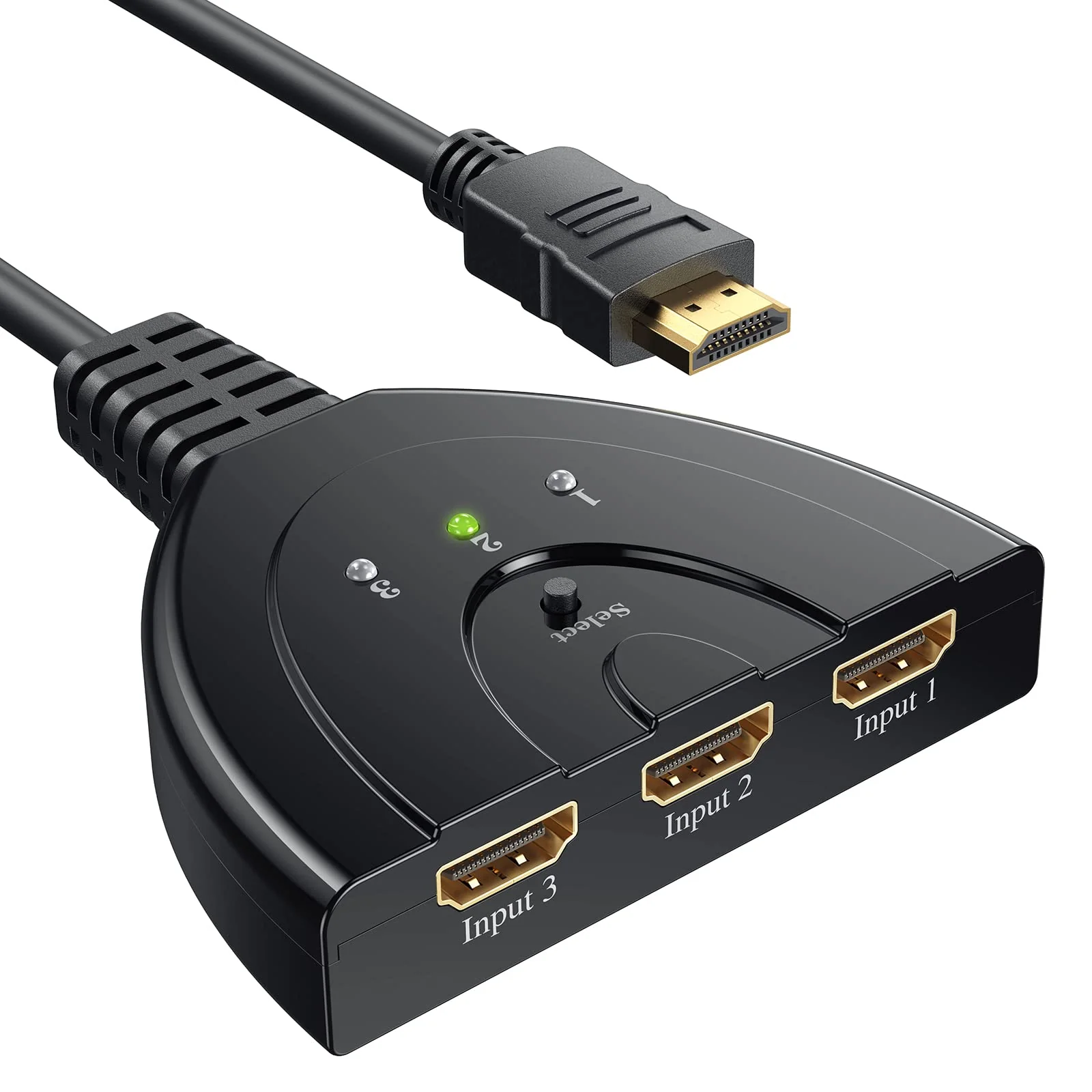 HDMI Switch 4K, VILCOME 3 Port HDMI Switcher 3x1 HDMI Splitter Hub 3 in 1 Out with Pigtail Cable Supports 4K 3D HD 1080P for Xbox PS4 Roku HDTV 1.25FT Cable