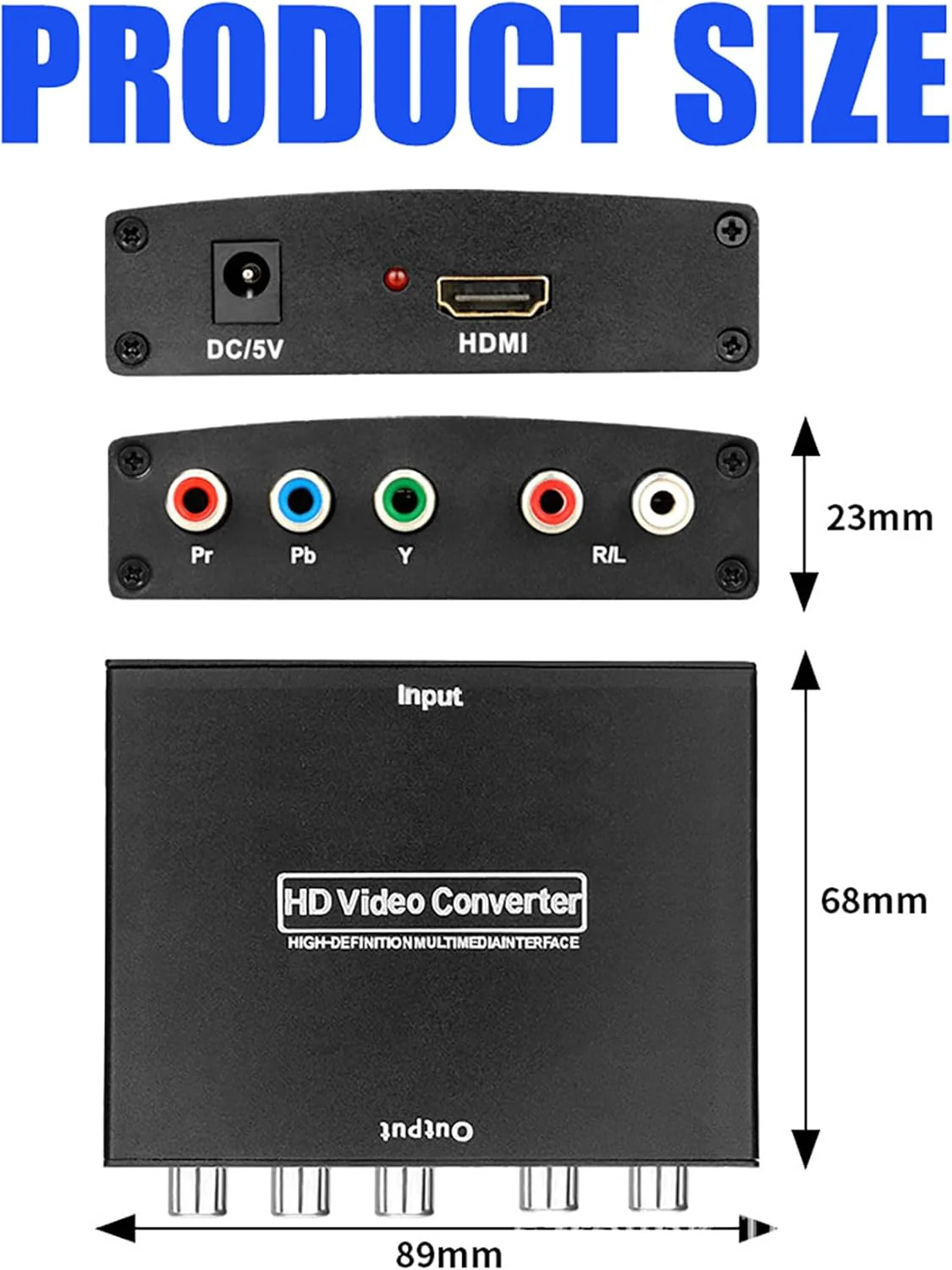 HDMI to Component Converter, avedio links HDMI to 1080P YPbPr 5RCA RGB + R/L Video Audio Adapter, Support Apple TV, PS5, Roku, Xbox, Fire Stick, DVD Players to HDTV and Projector (Black) - Image 4