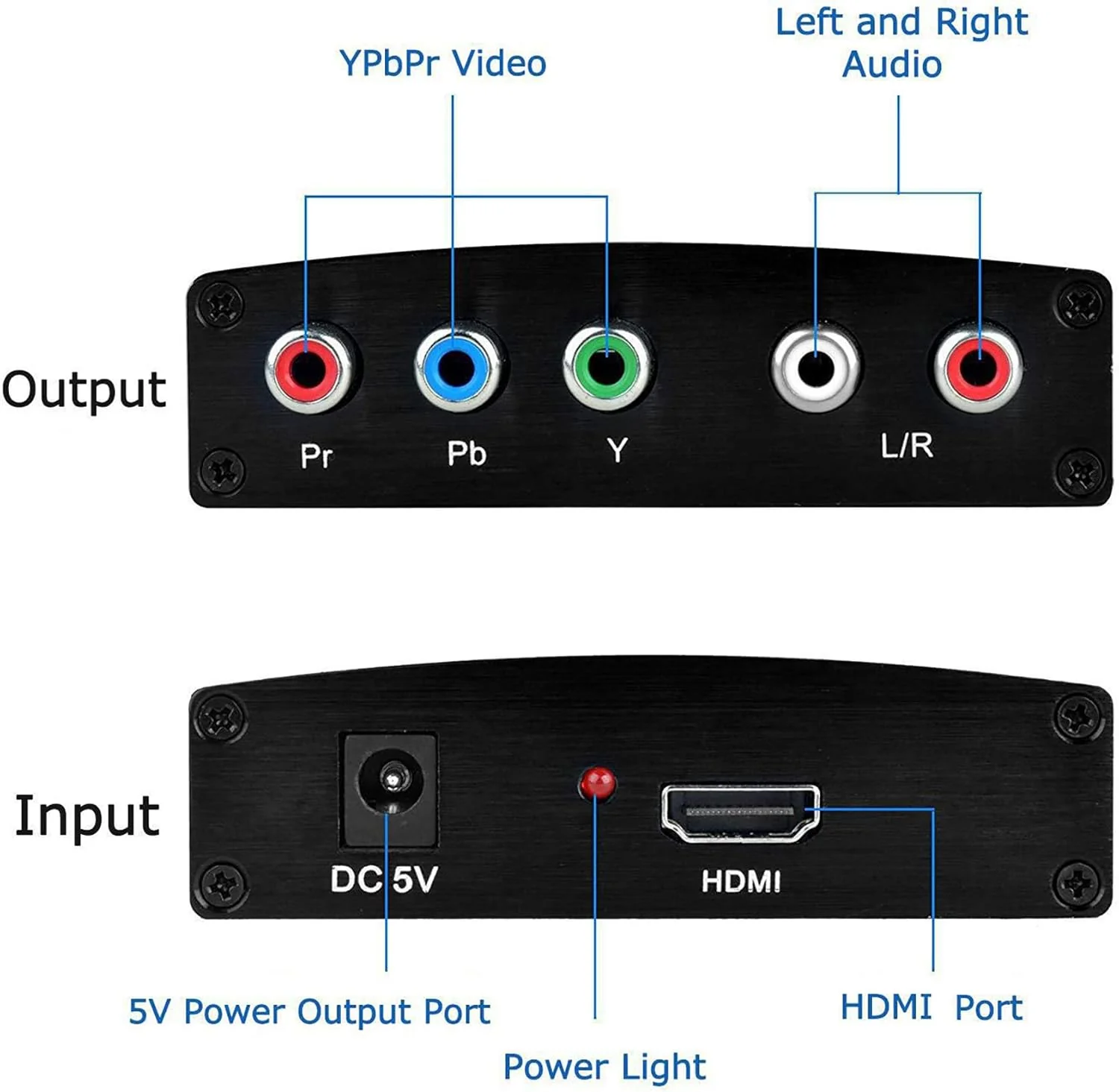 HDMI to Component Converter, avedio links HDMI to 1080P YPbPr 5RCA RGB + R/L Video Audio Adapter, Support Apple TV, PS5, Roku, Xbox, Fire Stick, DVD Players to HDTV and Projector (Black) - Image 5