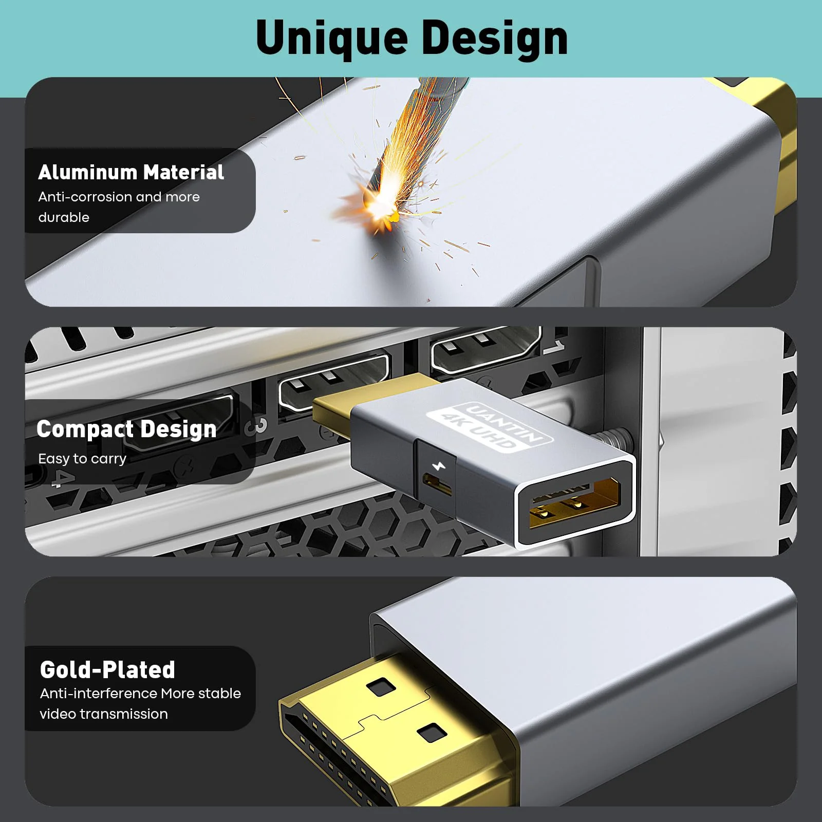 HDMI to DisplayPort Adapter (4K 60Hz,1080p 120Hz) Uni-Directional HDMI Male to DP Female Converter [2 Pack] for Monitor Compatible with GPU,Laptop,AMD,NVIDIA,PS5,Xbox More 3.92 inch - Image 5