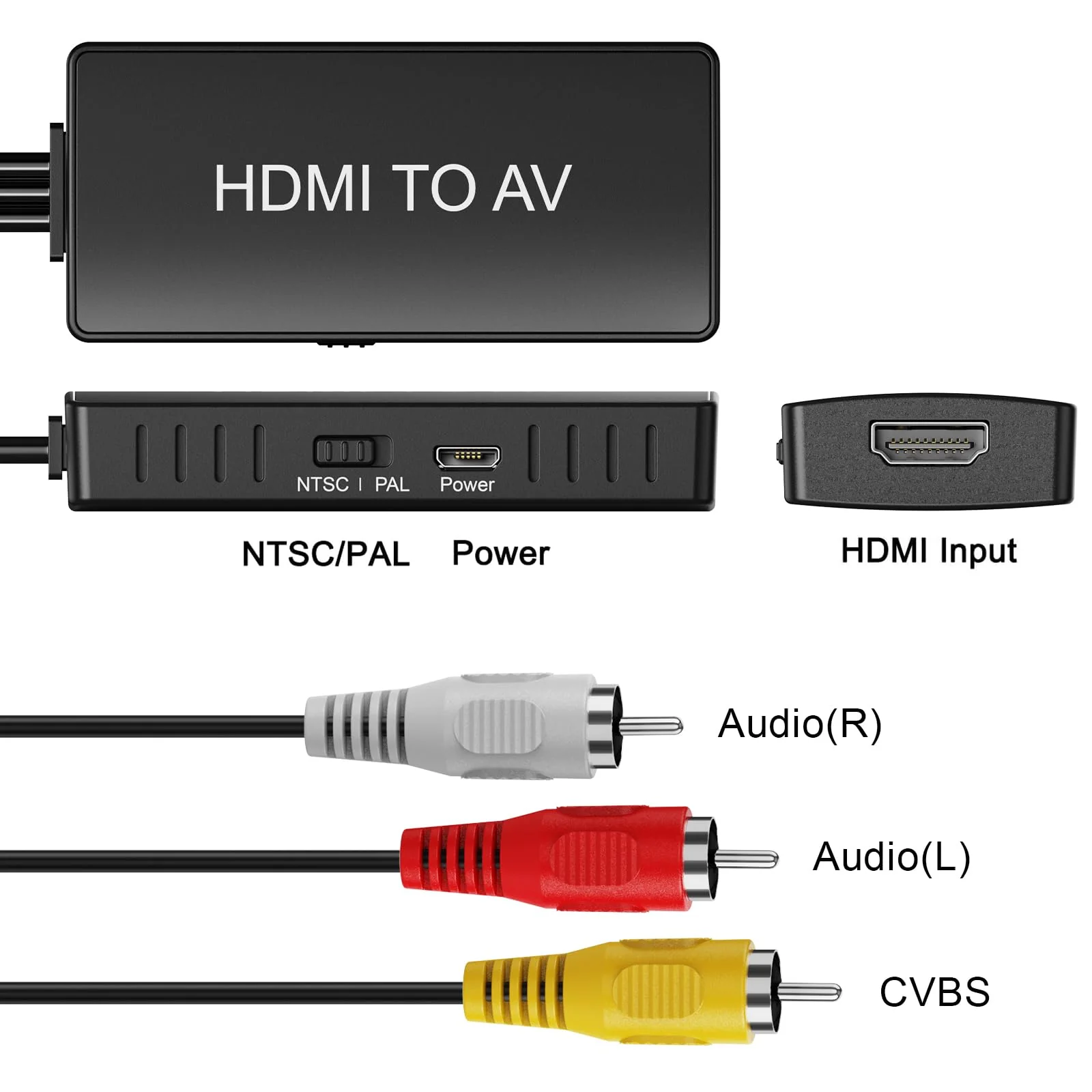 HDMI to RCA Converter, HDMI to AV Adapter for Old TV, HDMI RCA Composite Video Converter Supports PAL/NTSC for TV Stick, Roku, Android TV Box, DVD HDMI to RCA - Image 2