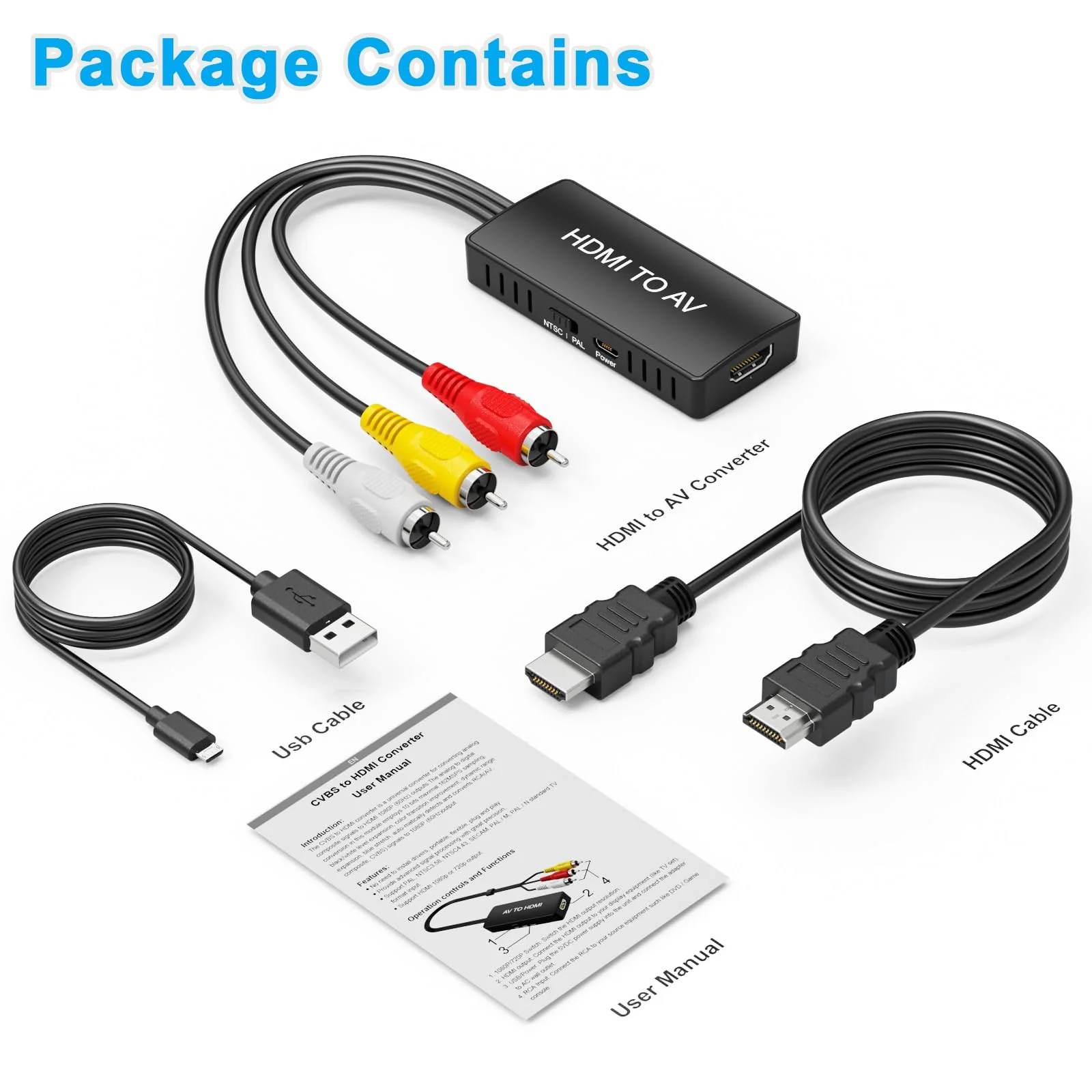 HDMI to RCA Converter, HDMI to AV Adapter for Old TV, HDMI RCA Composite Video Converter Supports PAL/NTSC for TV Stick, Roku, Android TV Box, DVD HDMI to RCA - Image 5