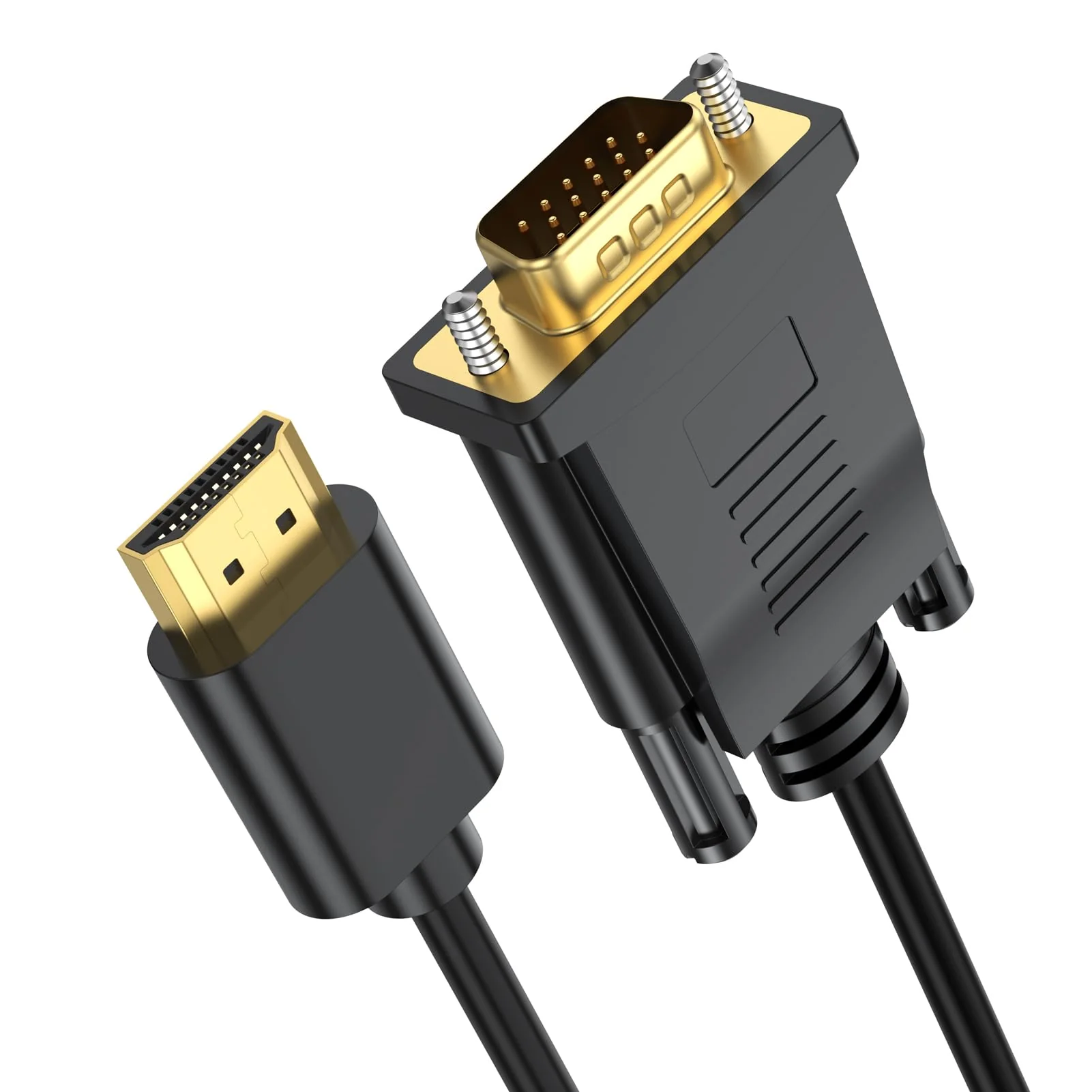 HDMI to VGA Cable 3.3 Feet, HDMI to VGA Cord (Male to Male) 1080P HD Video Cables Compatible for Computer, Desktop, Laptop, PC, Monitor, Projector, HDTV and More (NOT Bidirectional) 3 Feet 1Pack