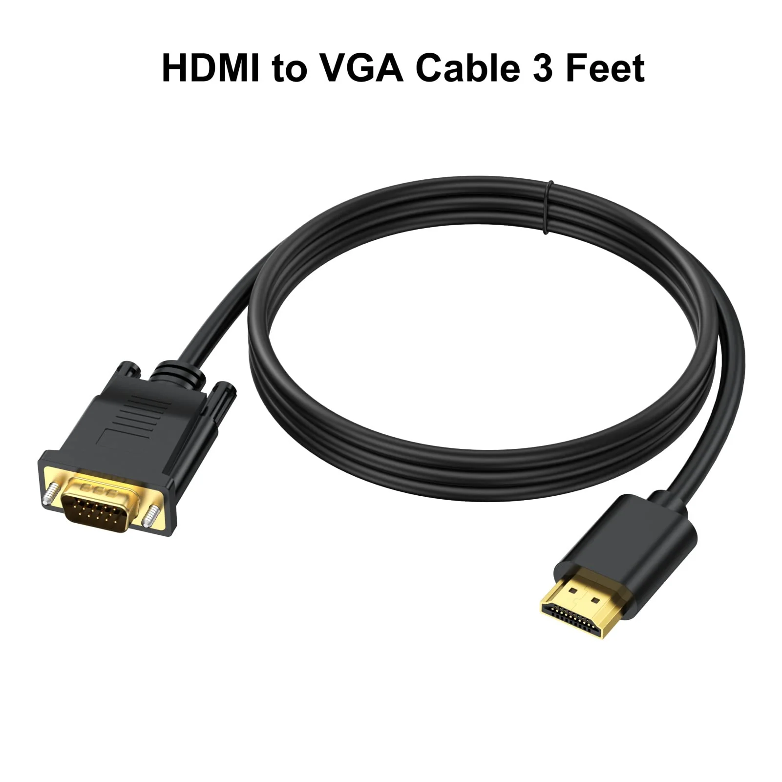 HDMI to VGA Cable 3.3 Feet, HDMI to VGA Cord (Male to Male) 1080P HD Video Cables Compatible for Computer, Desktop, Laptop, PC, Monitor, Projector, HDTV and More (NOT Bidirectional) 3 Feet 1Pack - Image 7