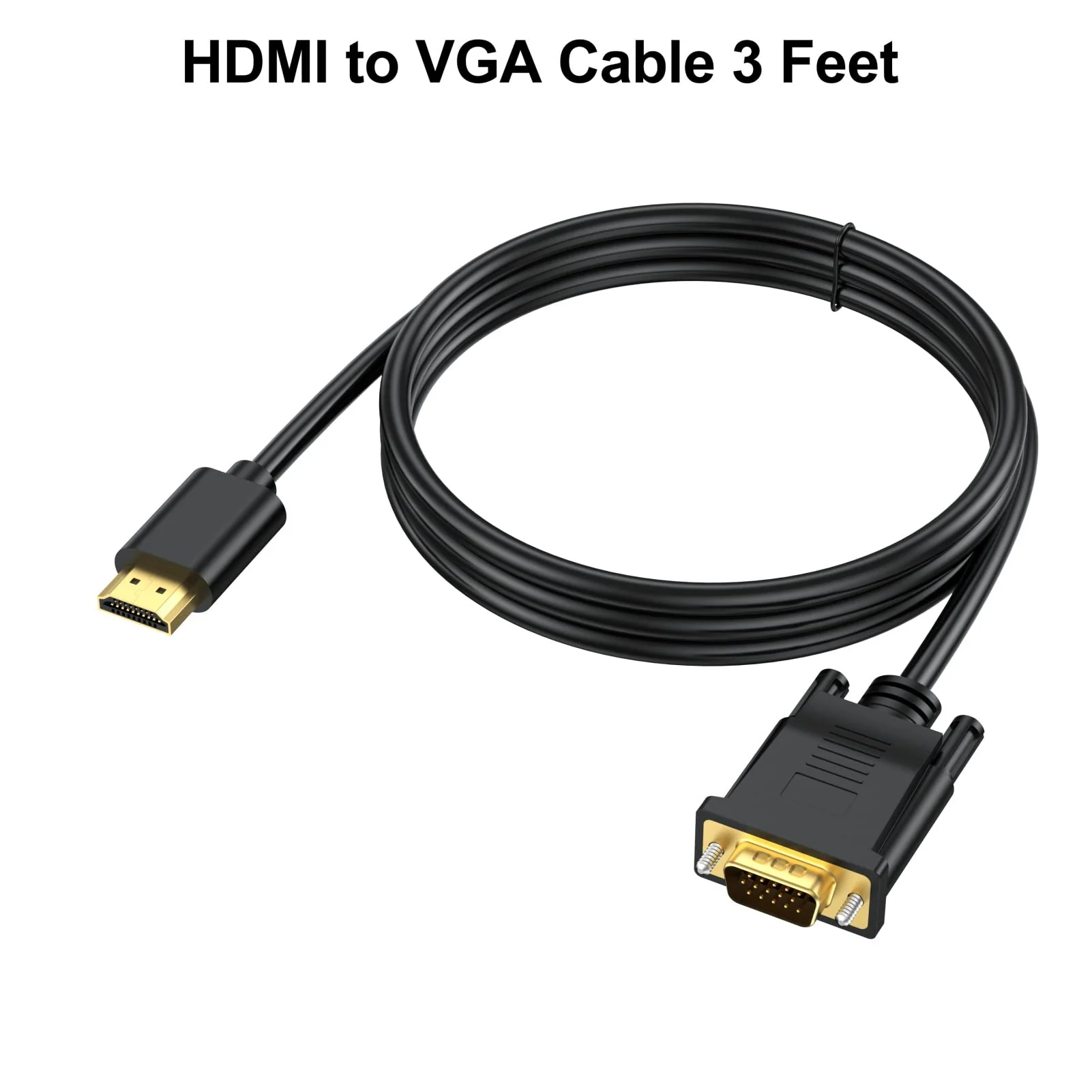 HDMI to VGA Cable 3.3FT 2-Pack, HDMI to VGA Cord Uni-Directional Male to Male 1080P HD Video Cord Compatible for Computer, Desktop, Laptop, PC, Monitor, Projector, HDTV and More (1M) 3 Feet 2Pack - Image 6