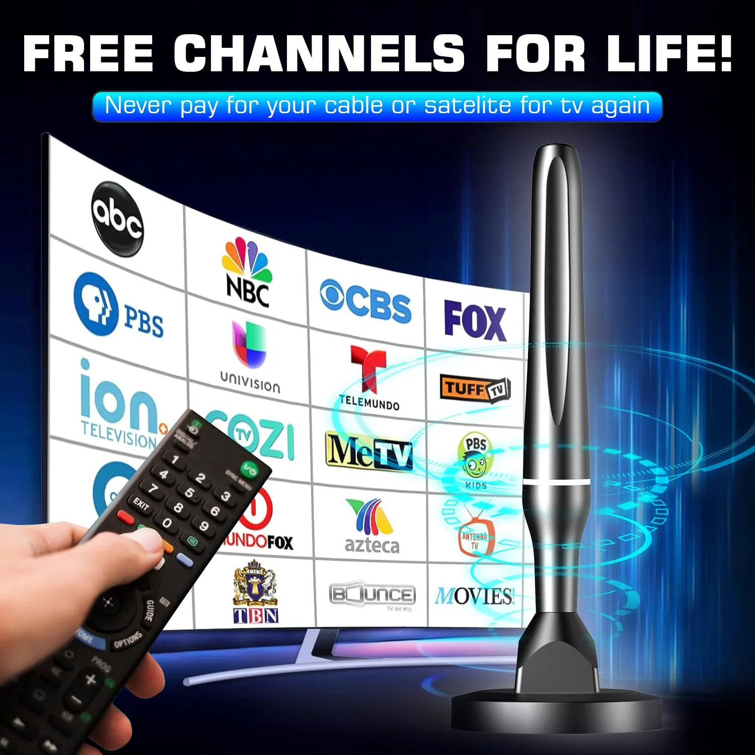 HDTV Antenna for Smart TV, 2024 Antenna for Smart TV Without Cable, Indoor TV Antenna with Strong Magnetic Base for Easy Installation, Support 4K 1080p VHF/UHF/DAB Radio and All TVs - Image 6