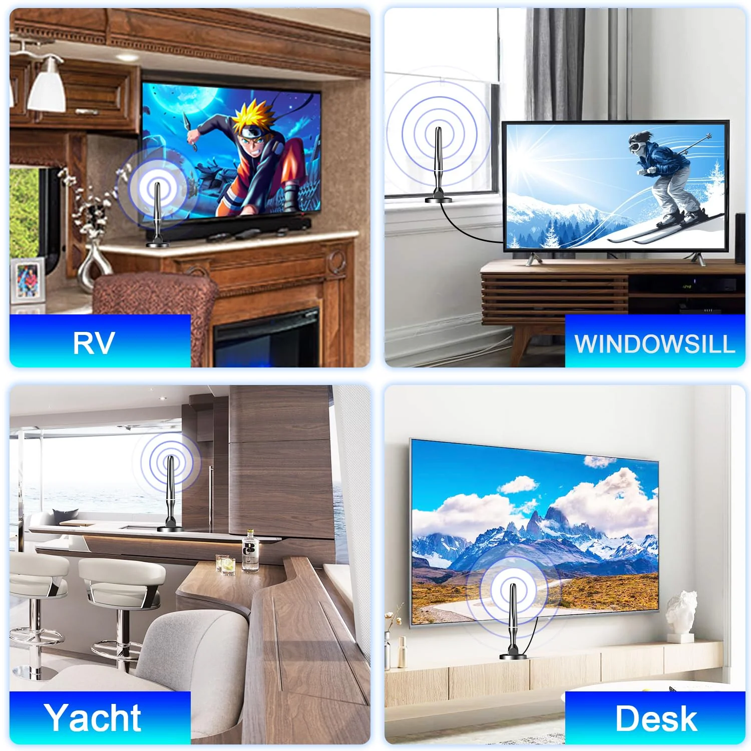 HDTV Antenna for Smart TV, 2024 Antenna for Smart TV Without Cable, Indoor TV Antenna with Strong Magnetic Base for Easy Installation, Support 4K 1080p VHF/UHF/DAB Radio and All TVs - Image 7