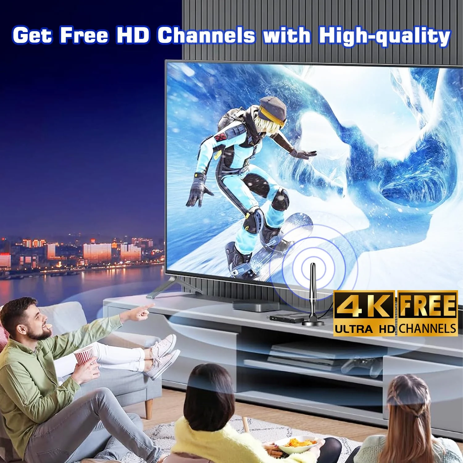 HDTV Antenna for Smart TV, 2024 Antenna for Smart TV Without Cable, Indoor TV Antenna with Strong Magnetic Base for Easy Installation, Support 4K 1080p VHF/UHF/DAB Radio and All TVs - Image 8