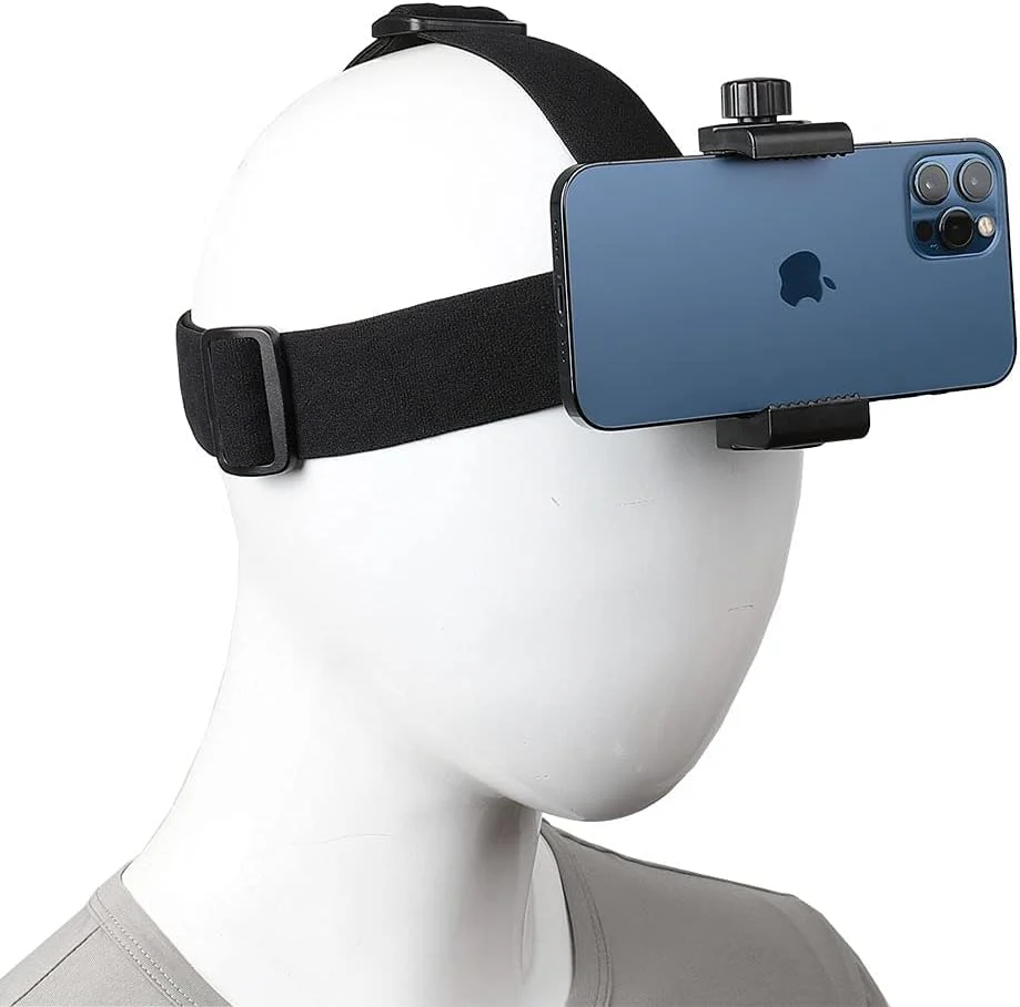 Head-Mounted Mobile Phone Holder,First-Person View Video Outdoor Live Shooting Bracket with Phone Clip(4"-7") for iPhone Smartphones and GoPro Insta360 Sony DJI Action Camera Head Mount Strap