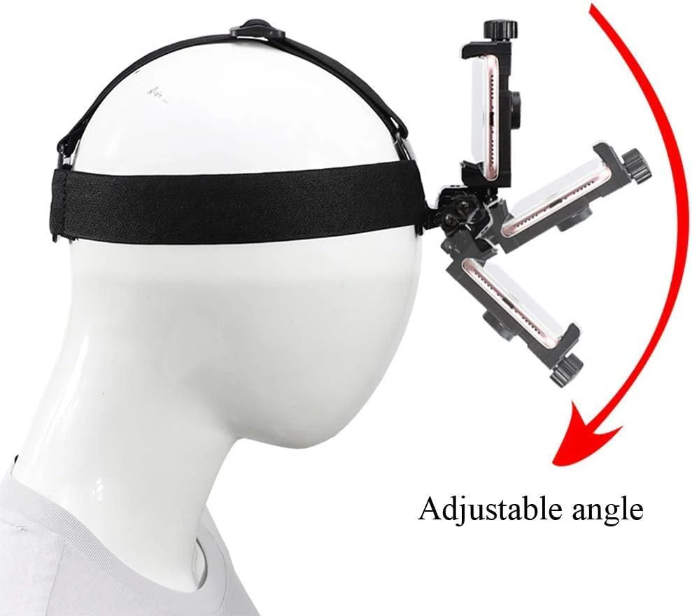 Head-Mounted Mobile Phone Holder,First-Person View Video Outdoor Live Shooting Bracket with Phone Clip(4"-7") for iPhone Smartphones and GoPro Insta360 Sony DJI Action Camera Head Mount Strap - Image 3
