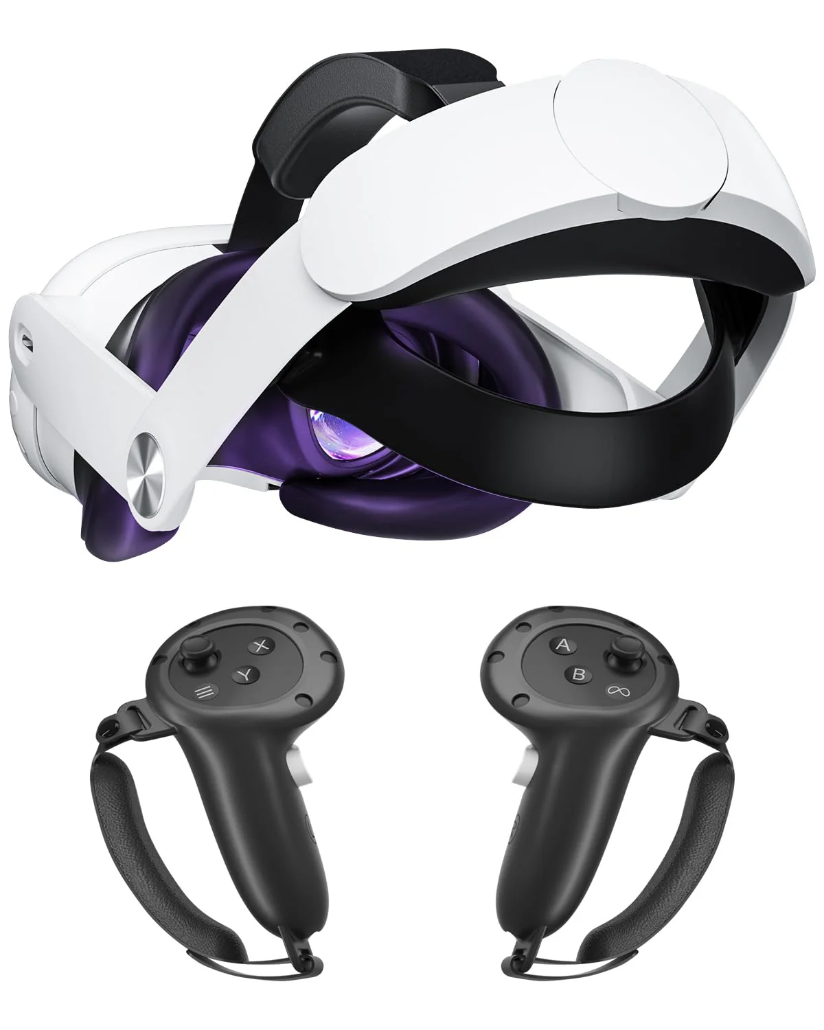 Head Strap for Meta Quest 3, Lightweight and Comfortable Cushion VR Headset Strap Hand Grips, Adjustable Elite Head Strap and Controller Grips Replacement Balanced Fit for Oculus Quest 3 Head Strap for Meta Quest 3
