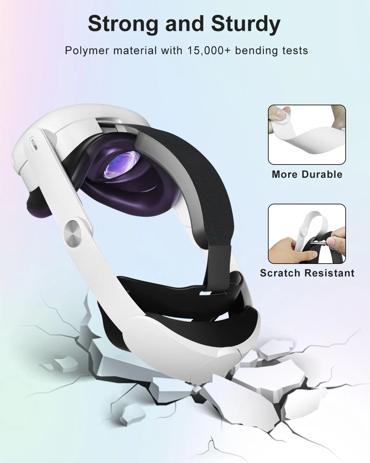Head Strap for Meta Quest 3, Lightweight and Comfortable Cushion VR Headset Strap Hand Grips, Adjustable Elite Head Strap and Controller Grips Replacement Balanced Fit for Oculus Quest 3 Head Strap for Meta Quest 3 - Image 5