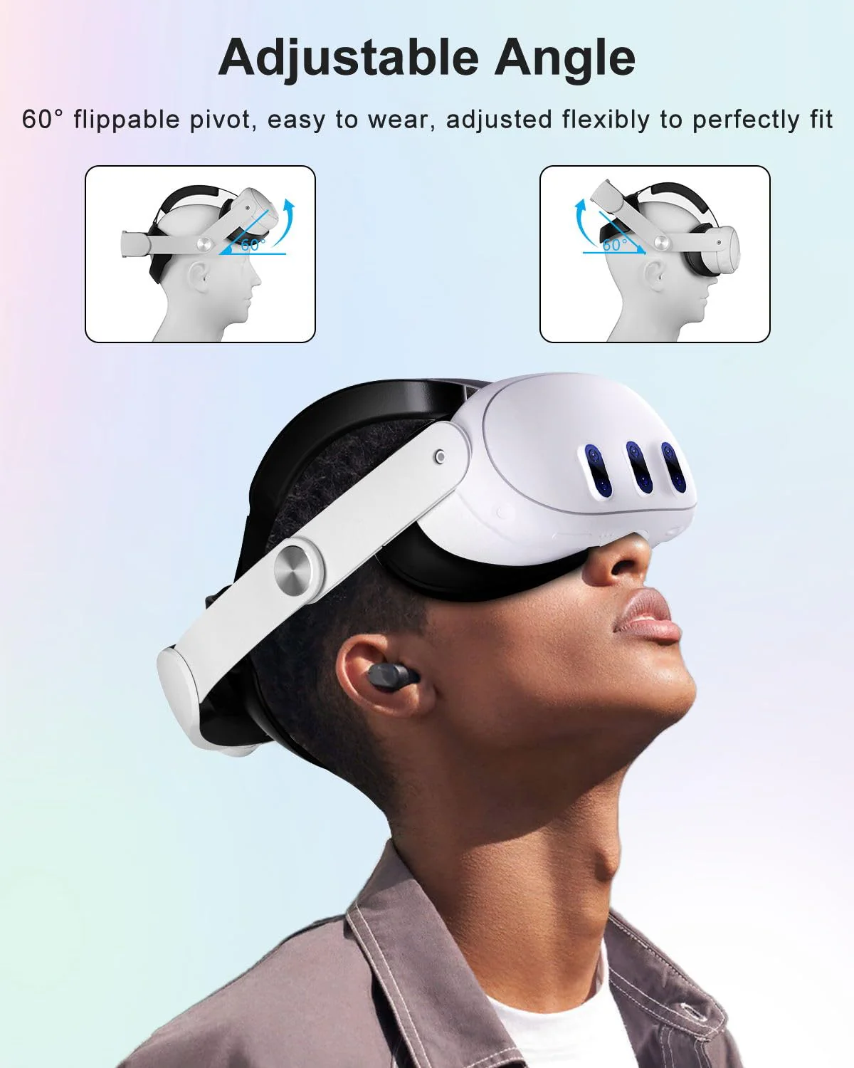 Head Strap for Meta Quest 3, Lightweight and Comfortable Soft Cushion VR 3 Accessories Headset Strap,Pressure-Free Adjustable Balanced Elite Strap Accessories Replacement for Oculus Quest 3 Head Strap for Oculus Quest 3 - Image 3