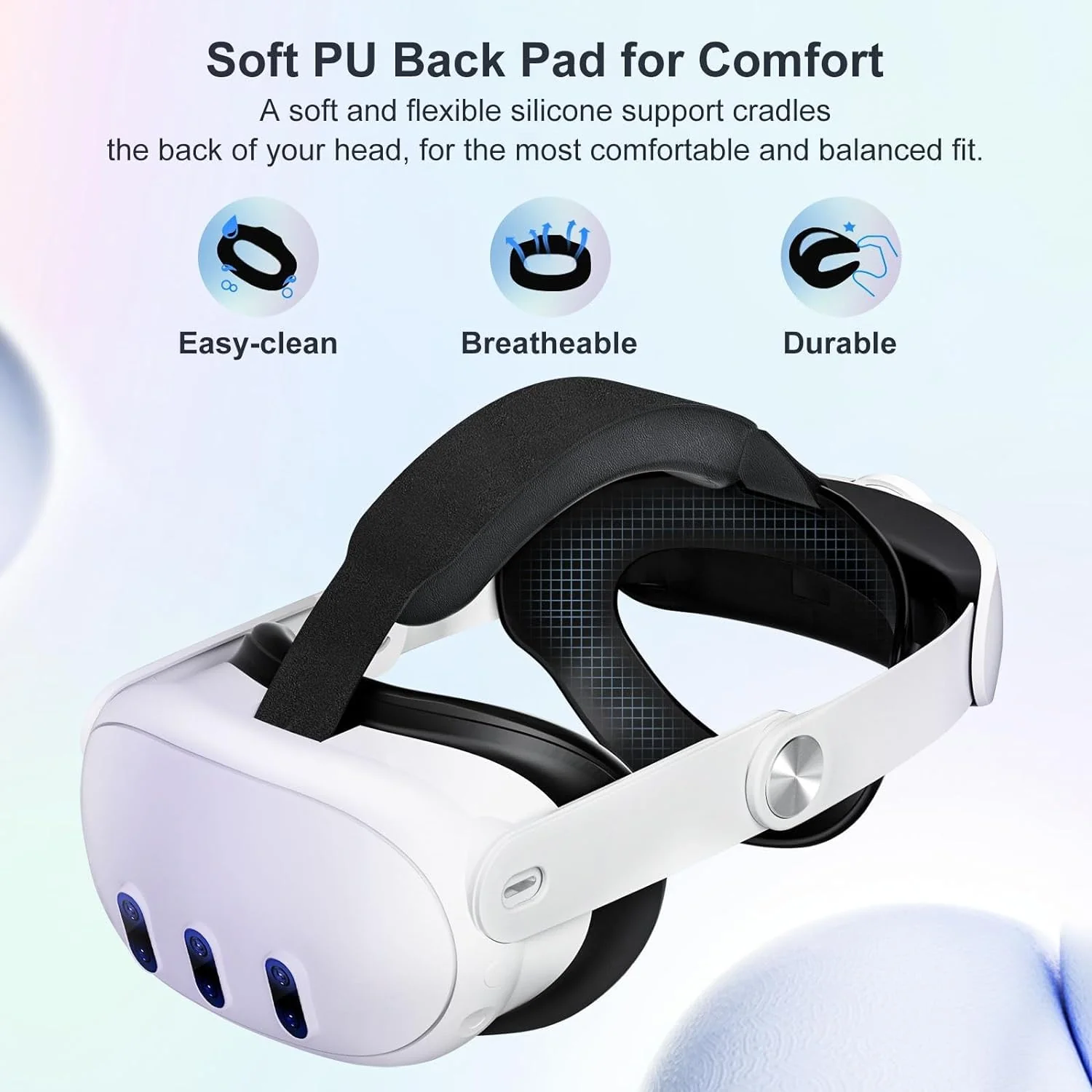 Head Strap for Meta Quest 3, Lightweight and Comfortable Soft Cushion VR 3 Accessories Headset Strap,Pressure-Free Adjustable Balanced Elite Strap Accessories Replacement for Oculus Quest 3 Head Strap for Oculus Quest 3 - Image 4