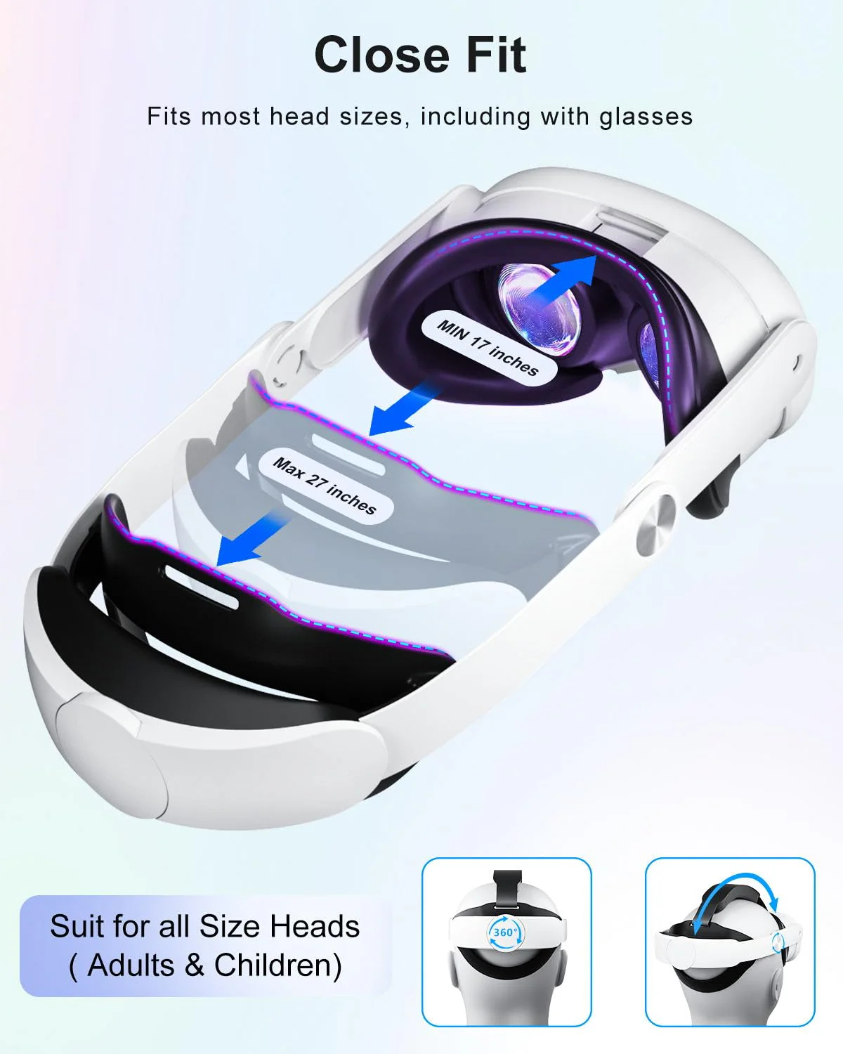 Head Strap for Meta Quest 3, Lightweight and Comfortable Soft Cushion VR 3 Accessories Headset Strap,Pressure-Free Adjustable Balanced Elite Strap Accessories Replacement for Oculus Quest 3 Head Strap for Oculus Quest 3 - Image 5