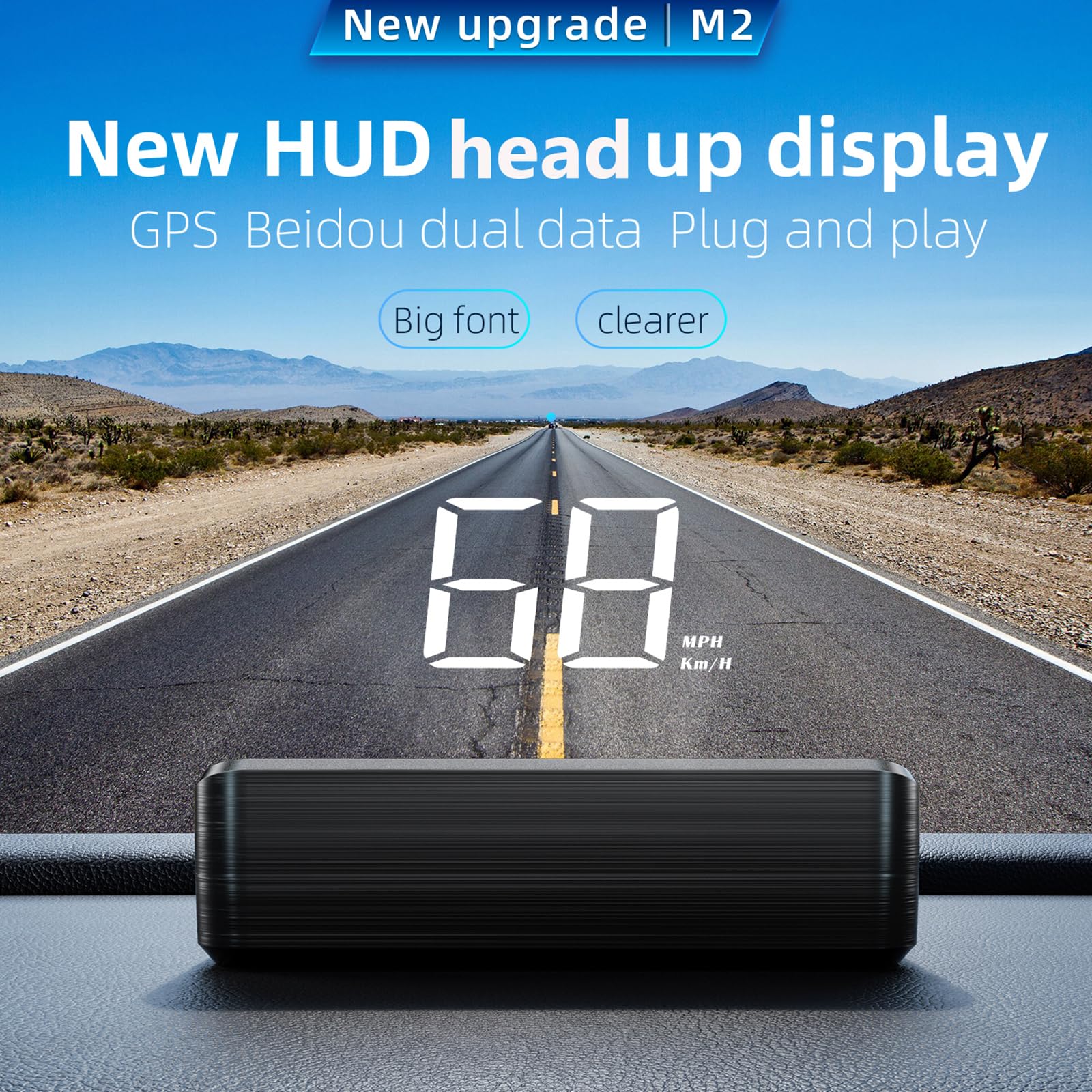 Head Up Display for Car, Car HUD M2(White),Windshield Speedometer Projector with Speed, Automatic Light Sensing,Mile Speed Unit Display,Speedometer Suitable for All Car Models M2 white - Image 2