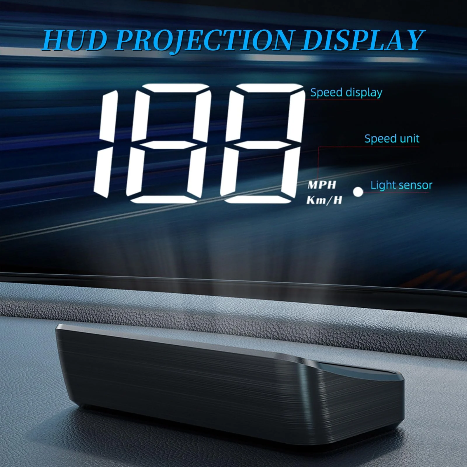 Head-up Display for car Windshield, Bright Large Font, GPS Speedometer with auto-Sensing, Accurate Digital Speedometer, Speed MPH, USB Cable Plug and Play - Image 3